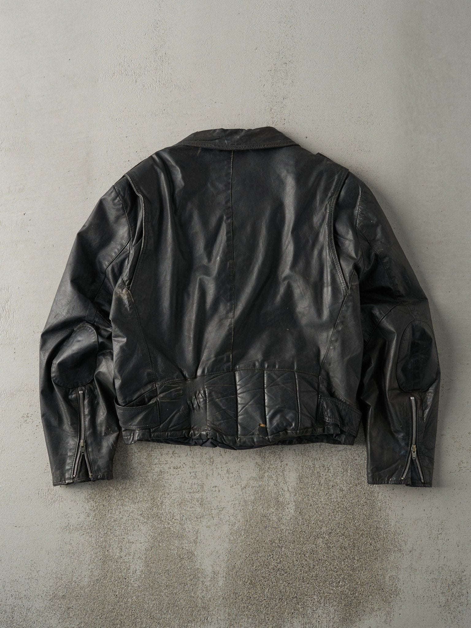 Vintage 80s Black Sears Leather Biker Jacket (L) – Rebalance Vintage
