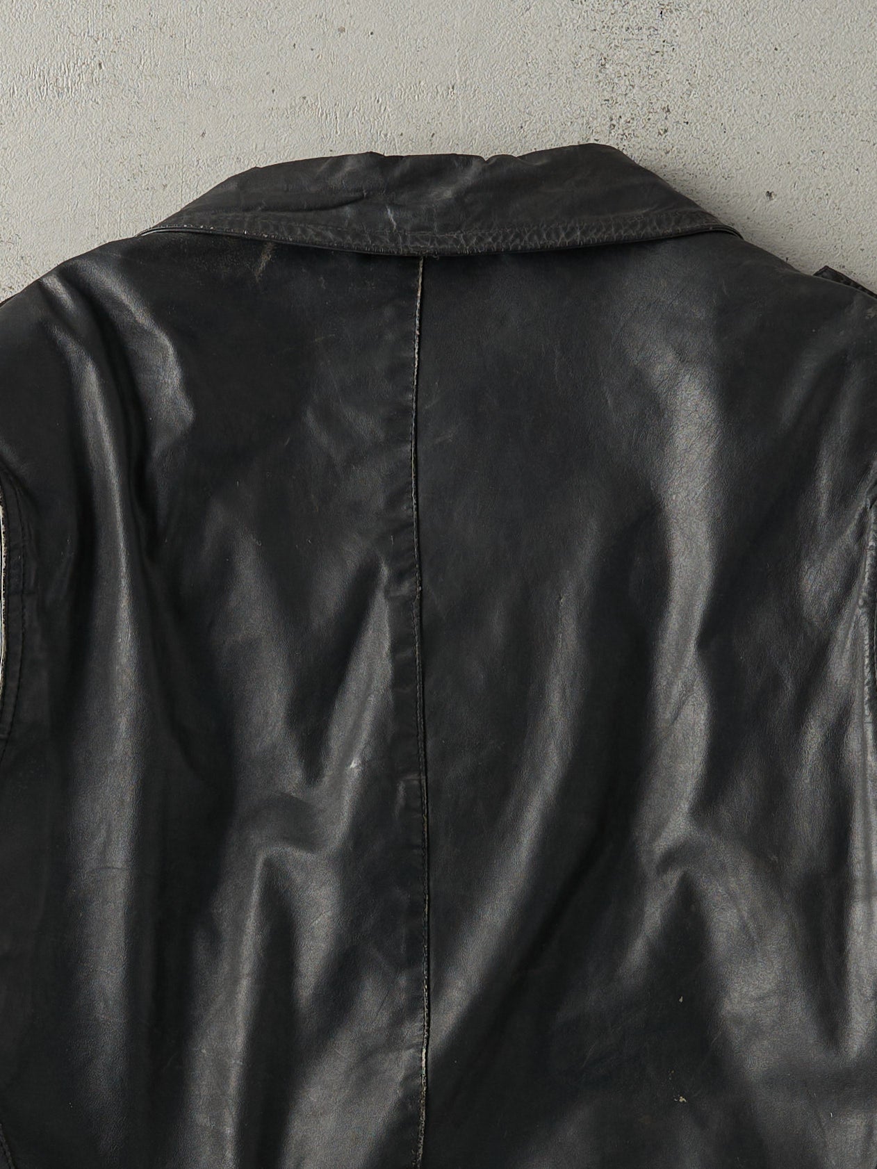 Vintage 80s Black Sears Leather Biker Jacket (L)