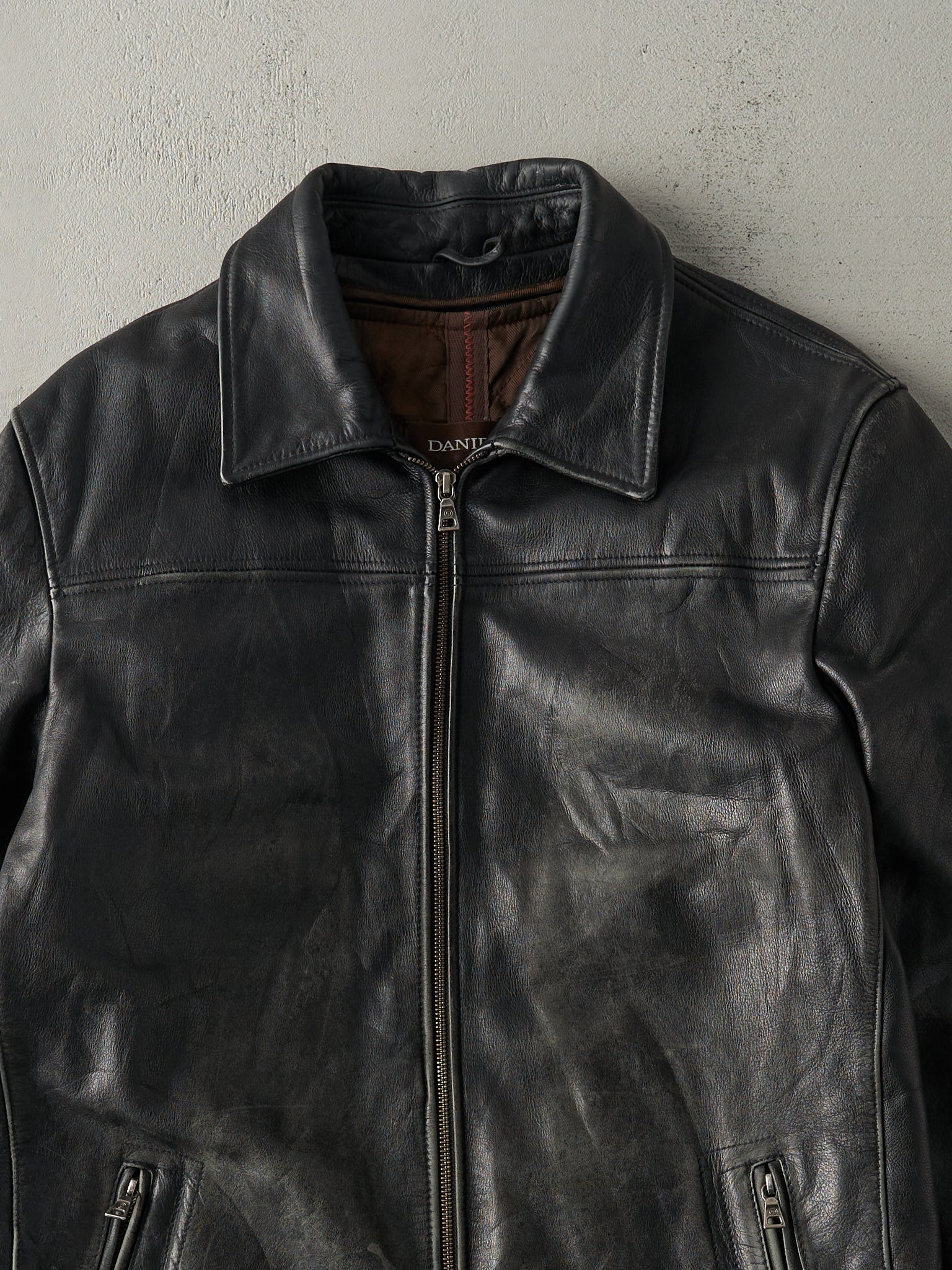 Vintage Y2K Black Danier Leather Jacket (M)