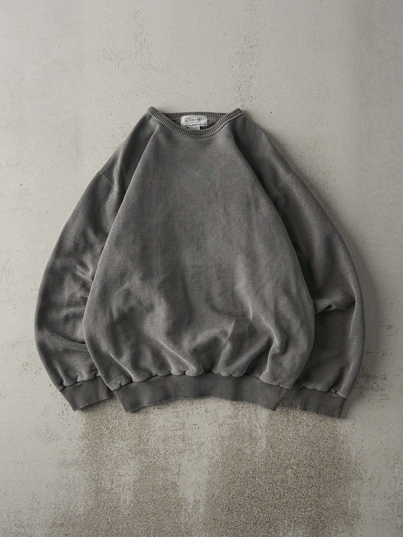 Vintage 90s Washed Charcoal Grey Non-Fiction Blank Crewneck (L)