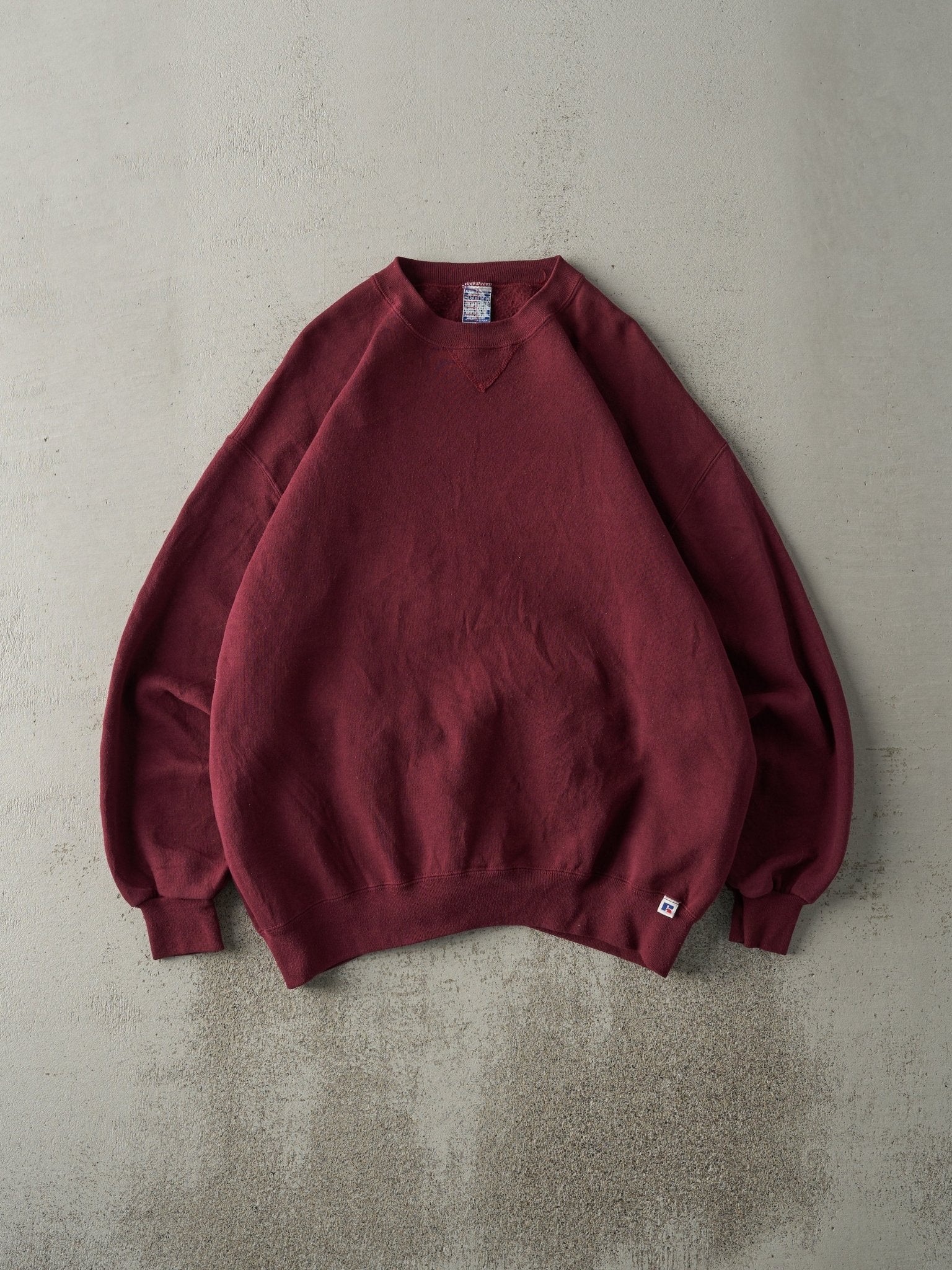 Vintage 90s Burgundy Russell Athletic Blank Crewneck (L)
