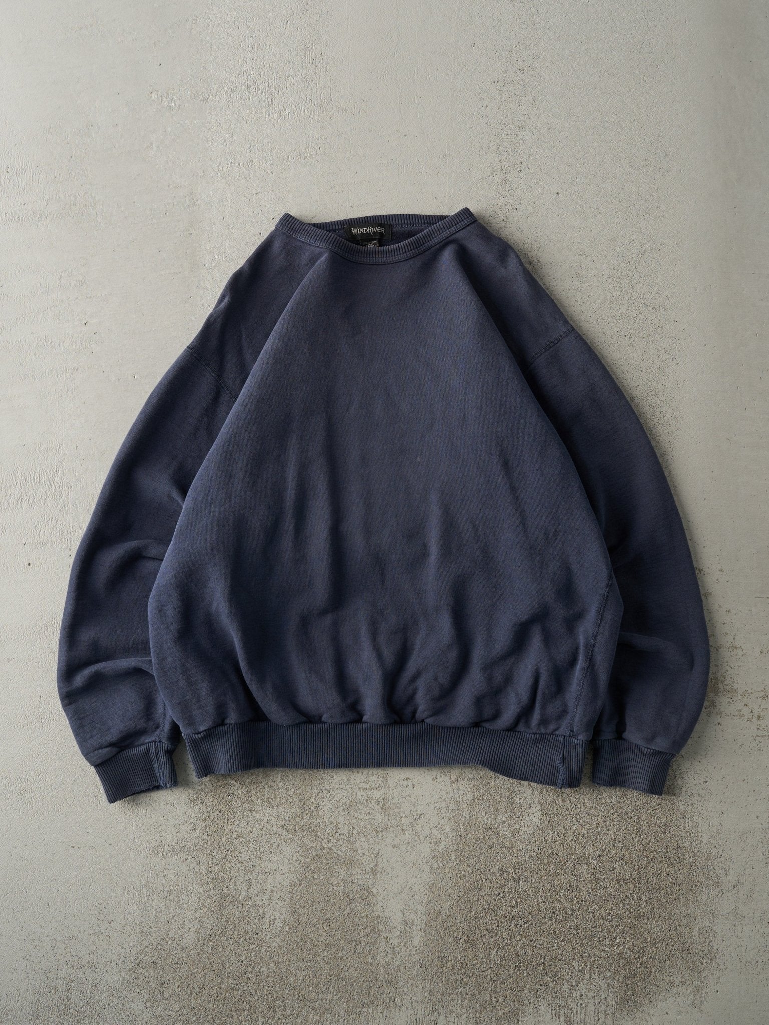 Vintage 90s Navy Blue Blank Wind River Crewneck (L)