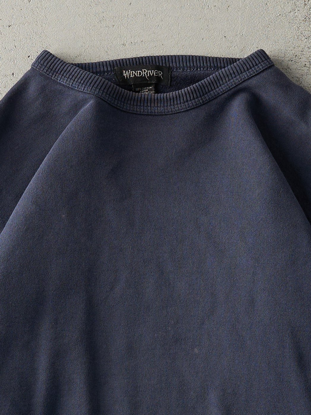 Vintage 90s Navy Blue Blank Wind River Crewneck (L)