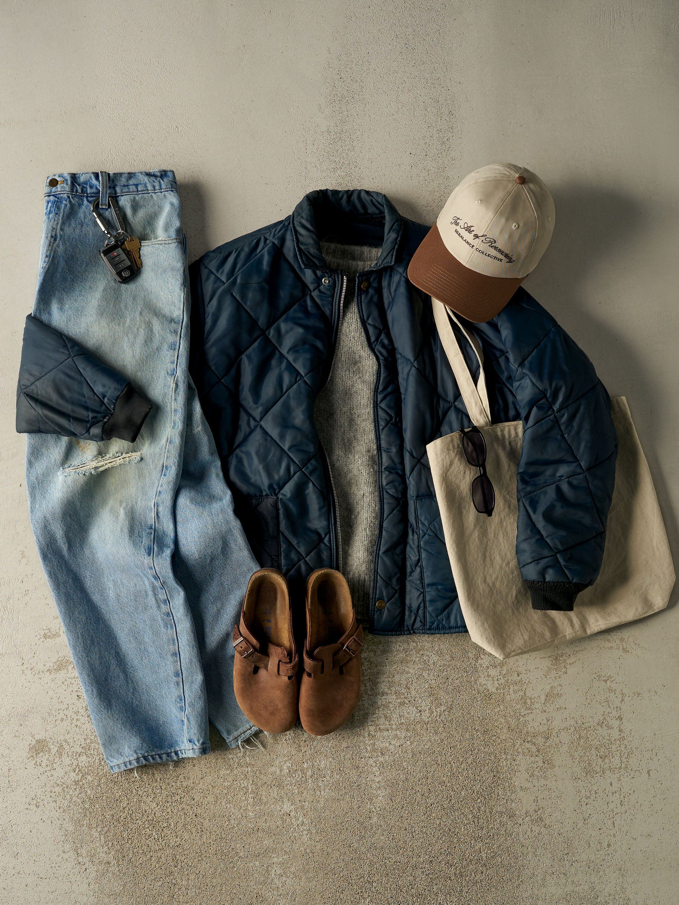 Vintage 90s Blue Quilt Work Jacket (L)
