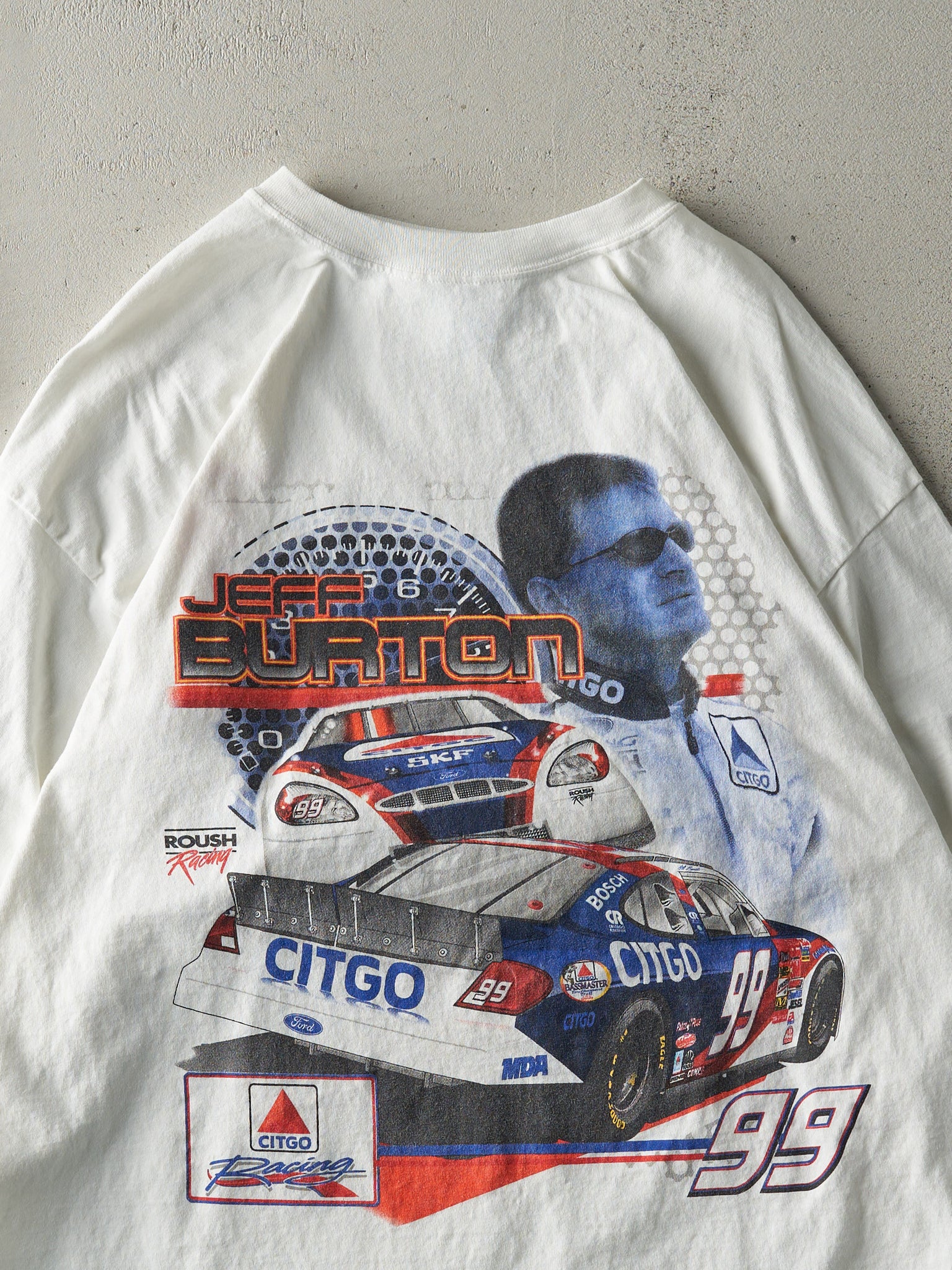 Vintage Y2K White Jeff Burton Nascar Racing Long Sleeve (L)