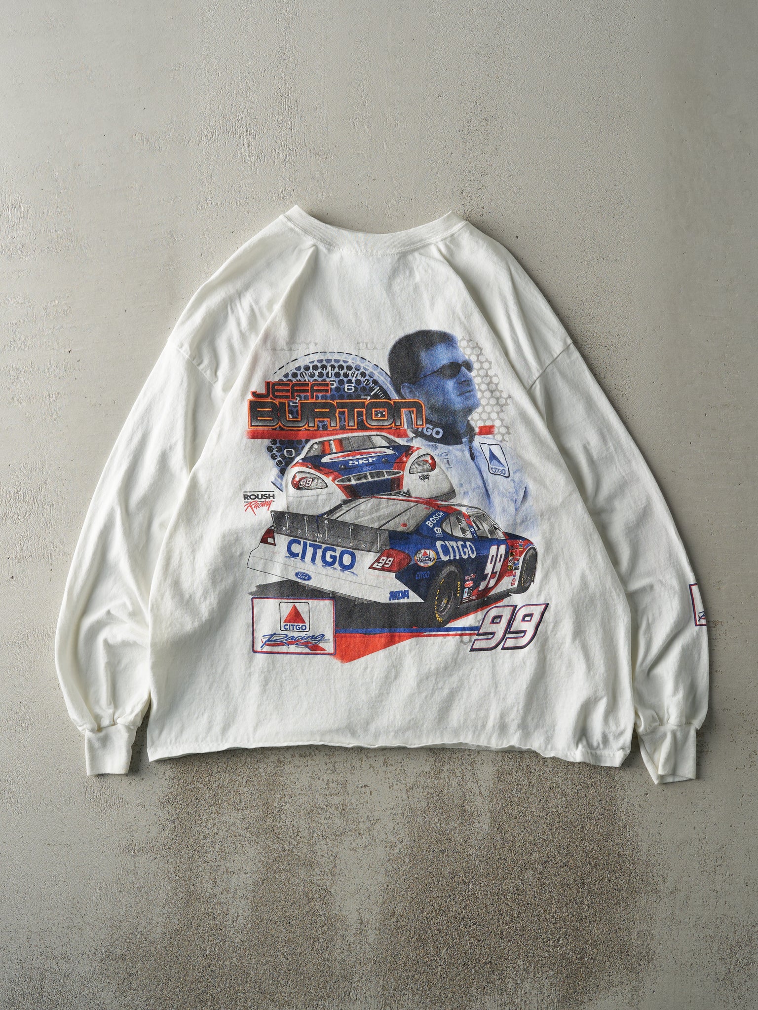 Vintage Y2K White Jeff Burton Nascar Racing Long Sleeve (L)