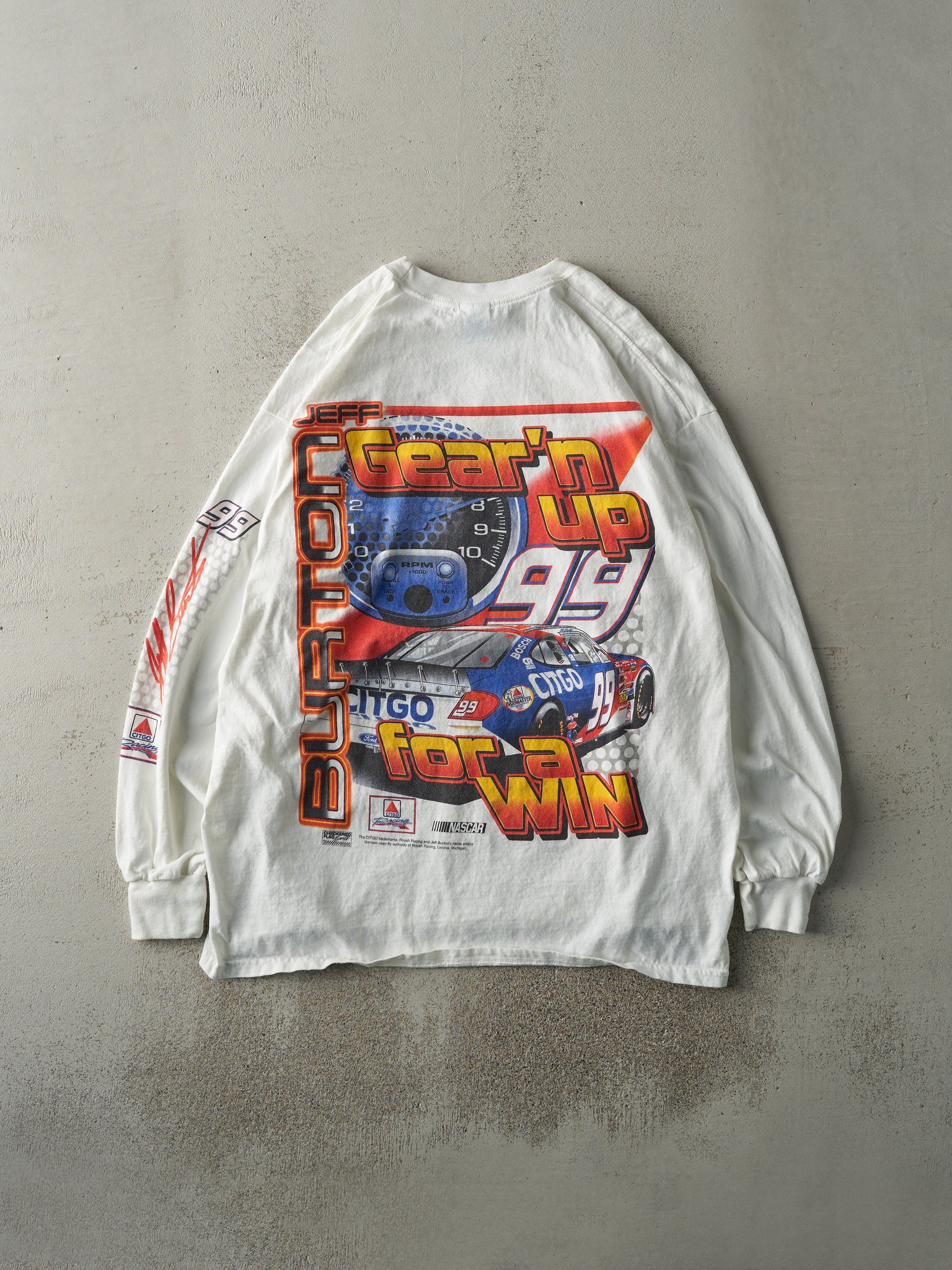 Vintage Y2K White Jeff Burton Nascar Racing Long Sleeve (L)