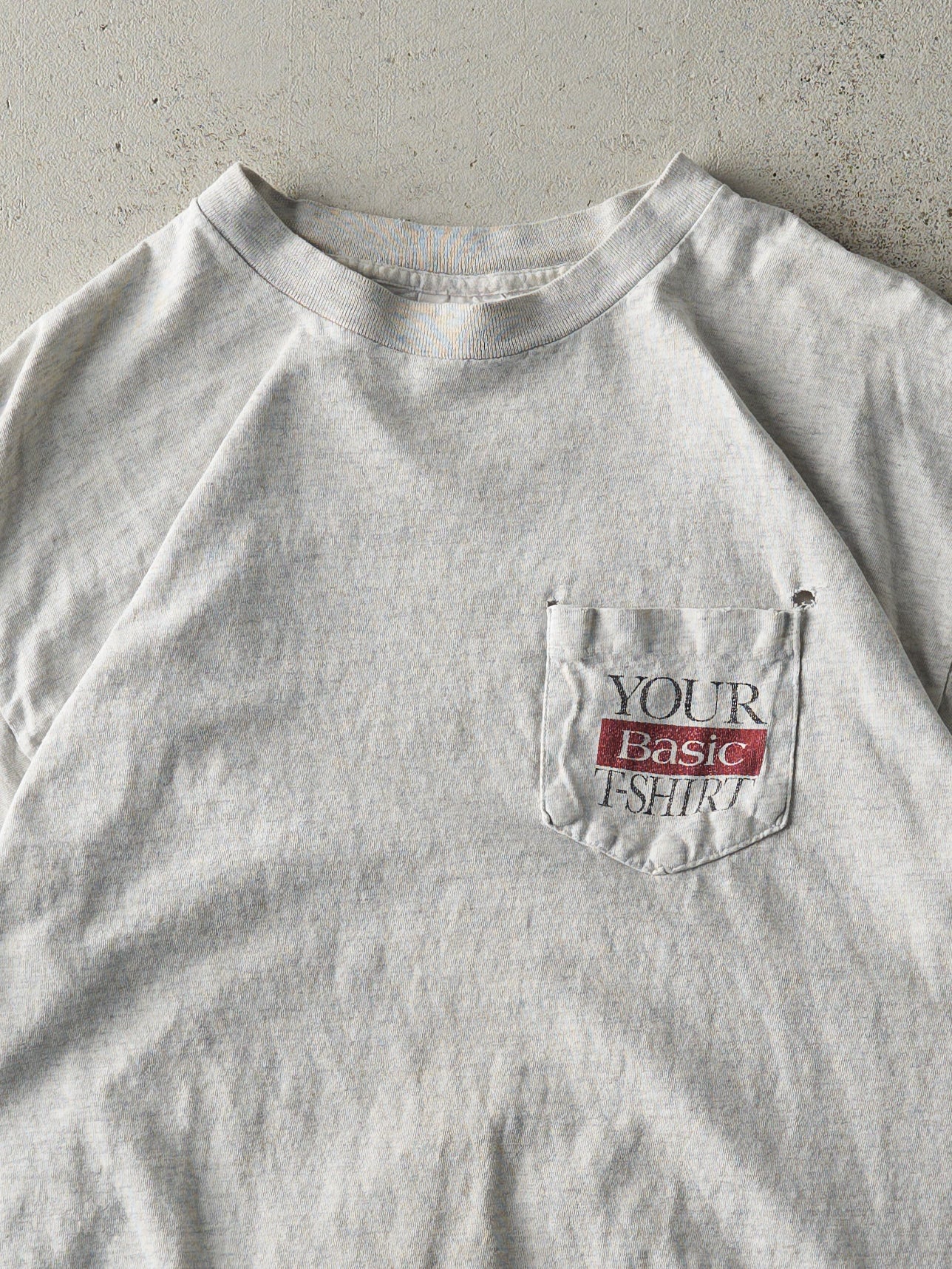 Vintage 90s Heather Grey Single Stitch Pocket Tee (M)