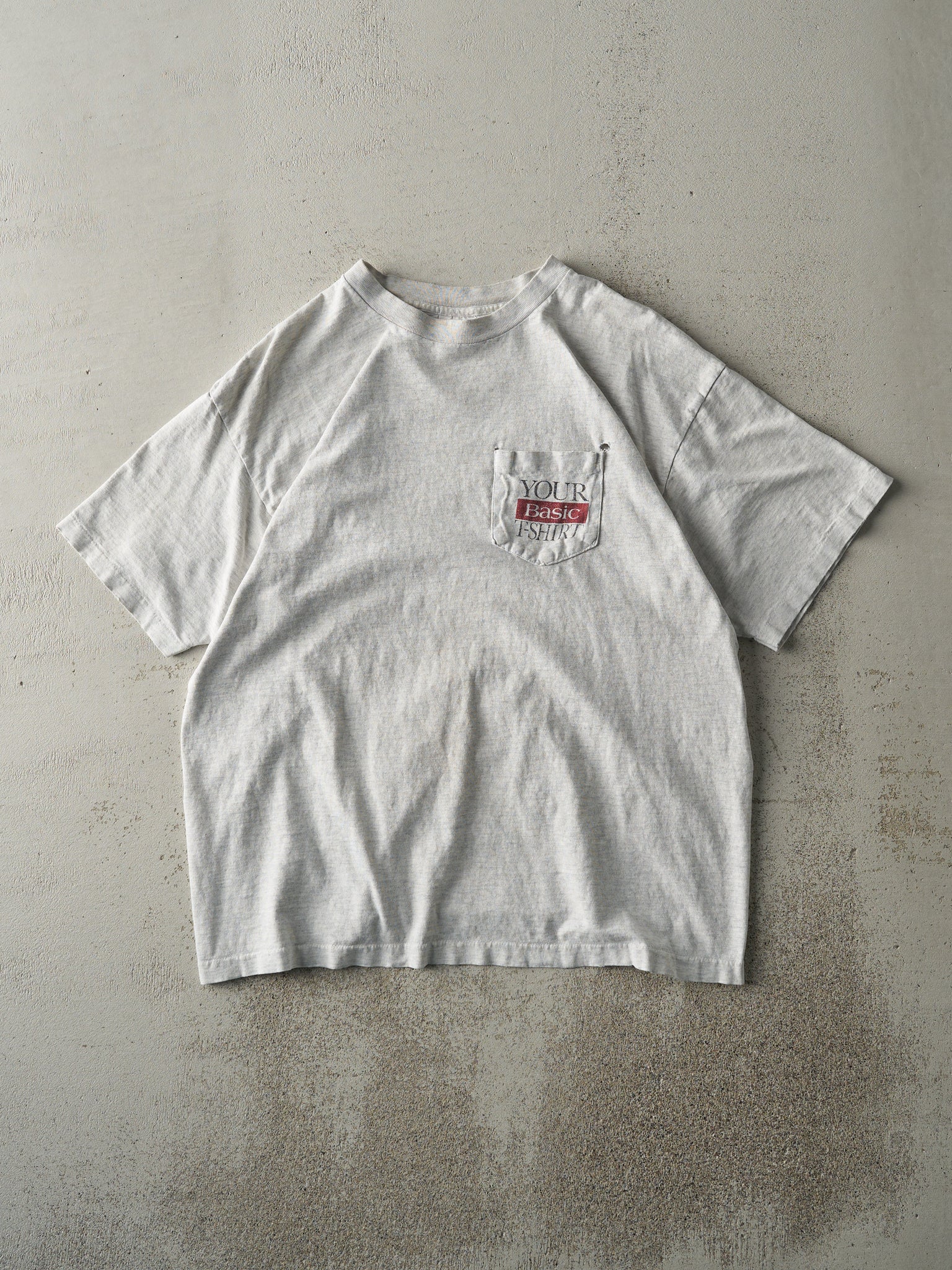 Vintage 90s Heather Grey Single Stitch Pocket Tee (M)