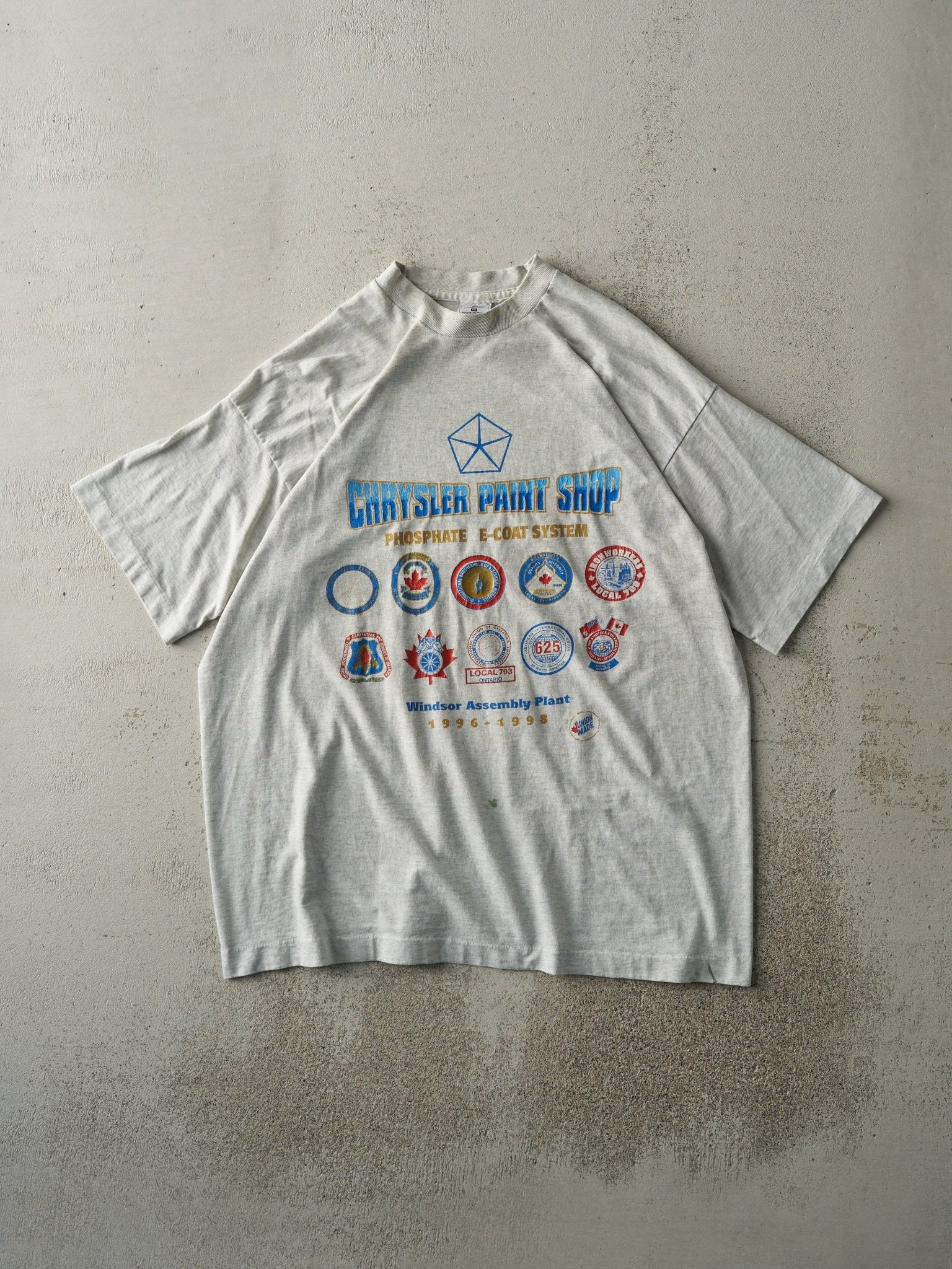 Vintage 90s Heather Grey Chrysler Paint Shop Single Stitch Tee (M/L)