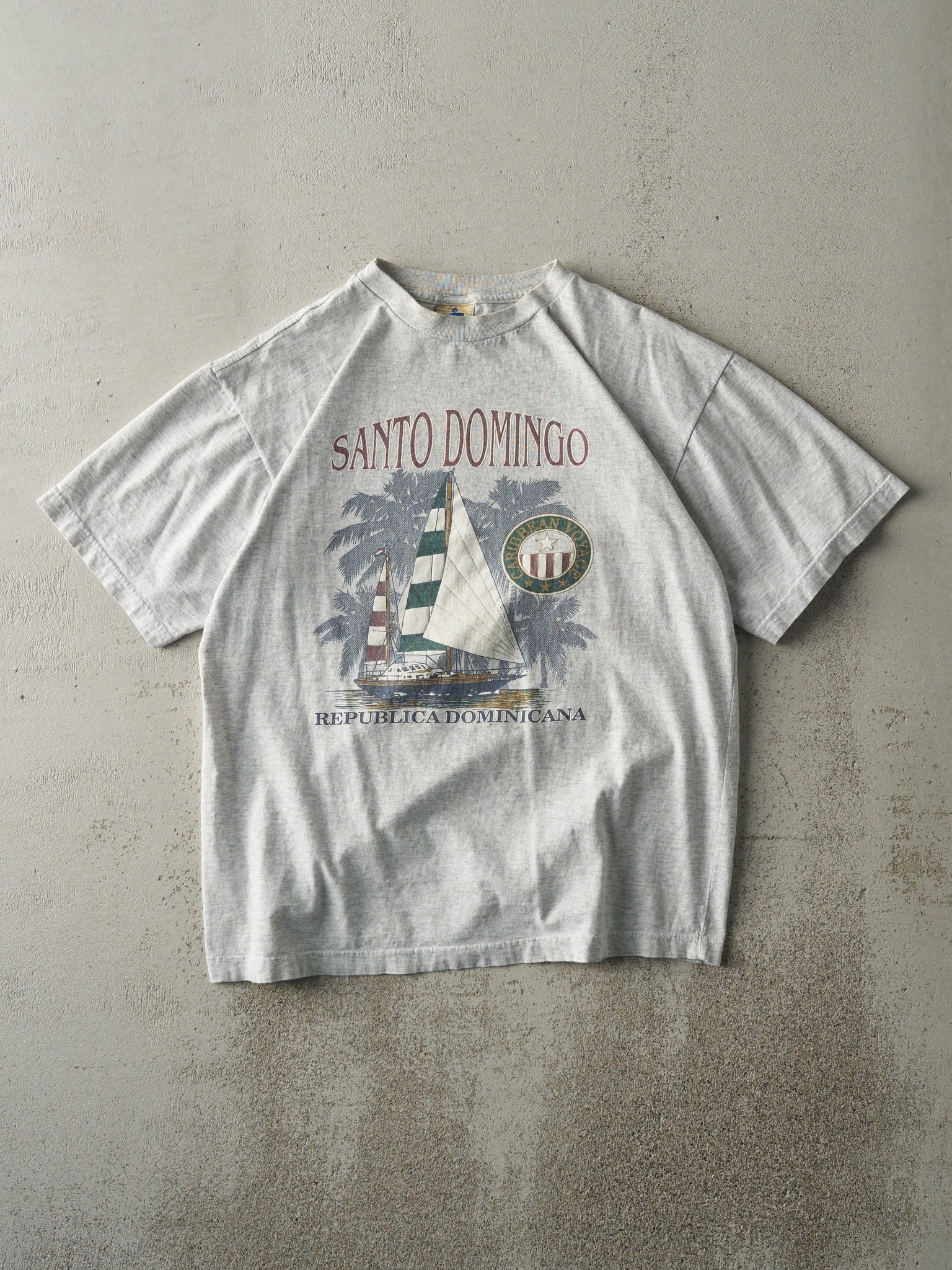 Vintage Y2K Heather Grey Santo Domingo Dominican Republic Tee (M)