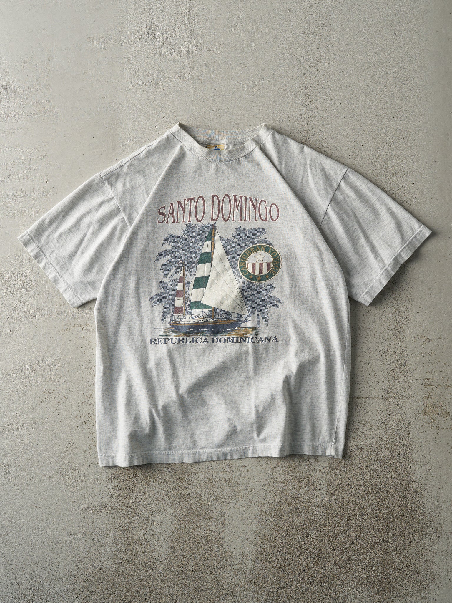 Vintage Y2K Heather Grey Santo Domingo Dominican Republic Tee (M)