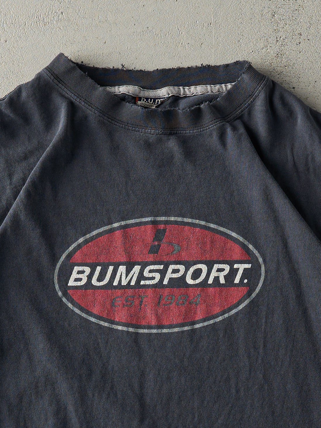 Vintage 90s Faded Black BUM Sport Logo Tee (L/XL)