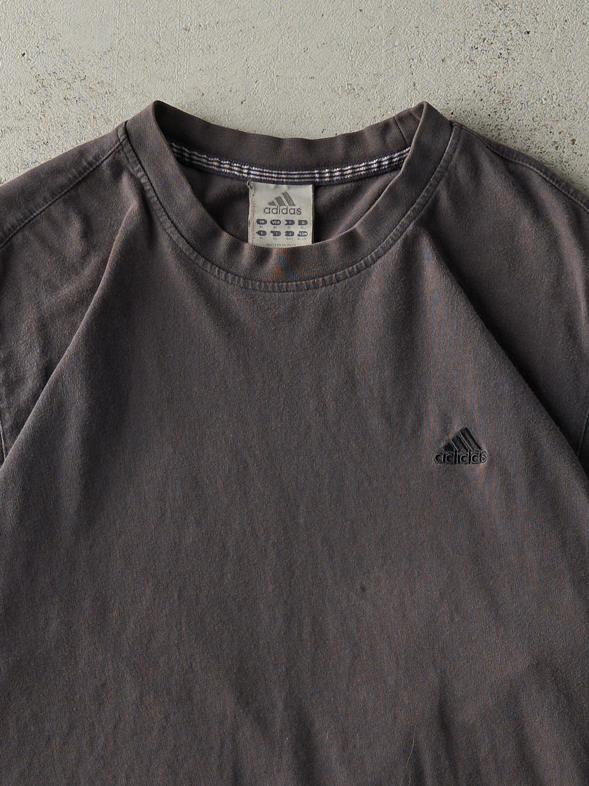 Vintage Y2K Faded Black Embroidered Adidas Boxy Tee (M)