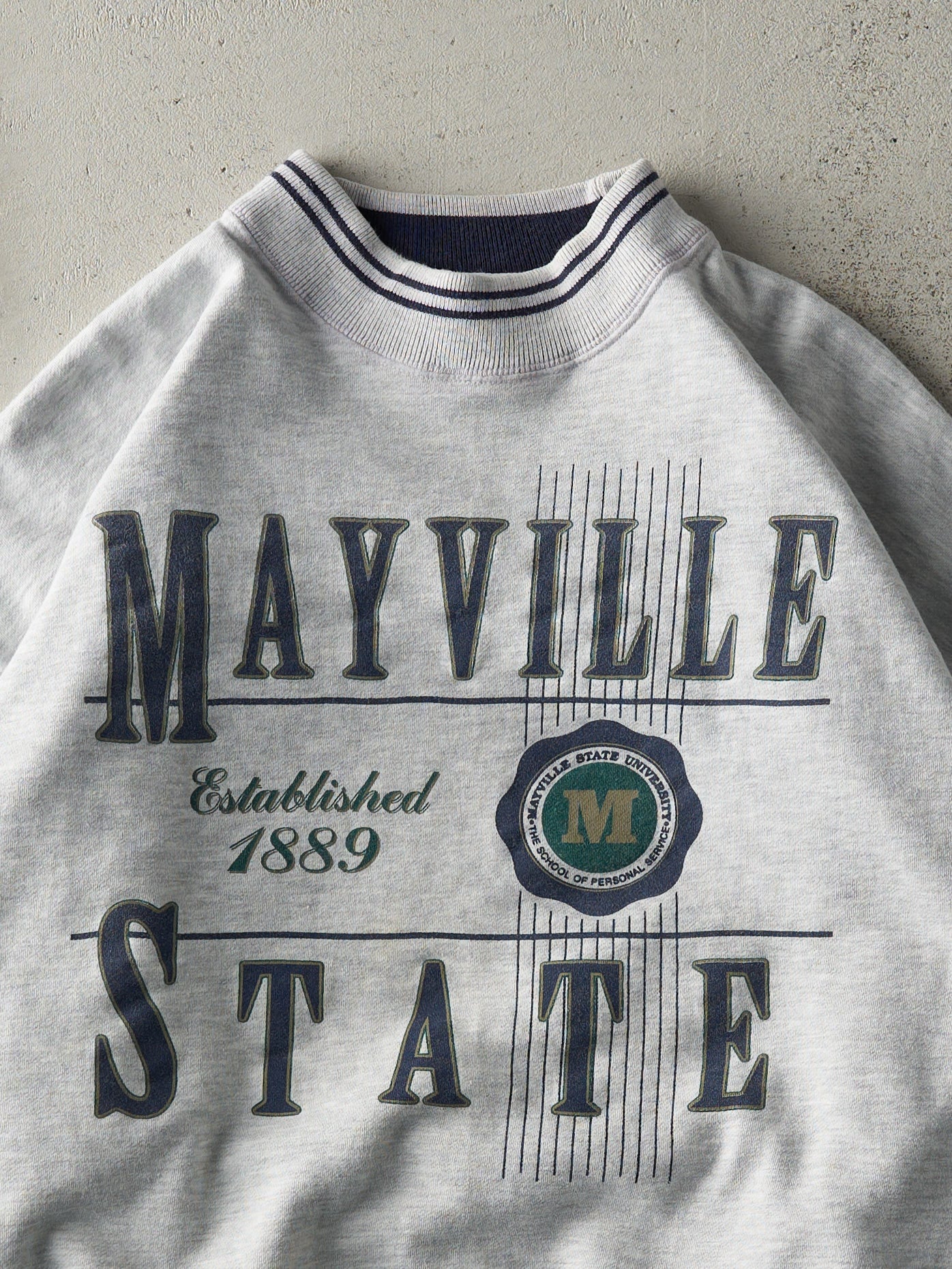 Vintage 90s Heather Grey Mayville State University Crewneck (XL)