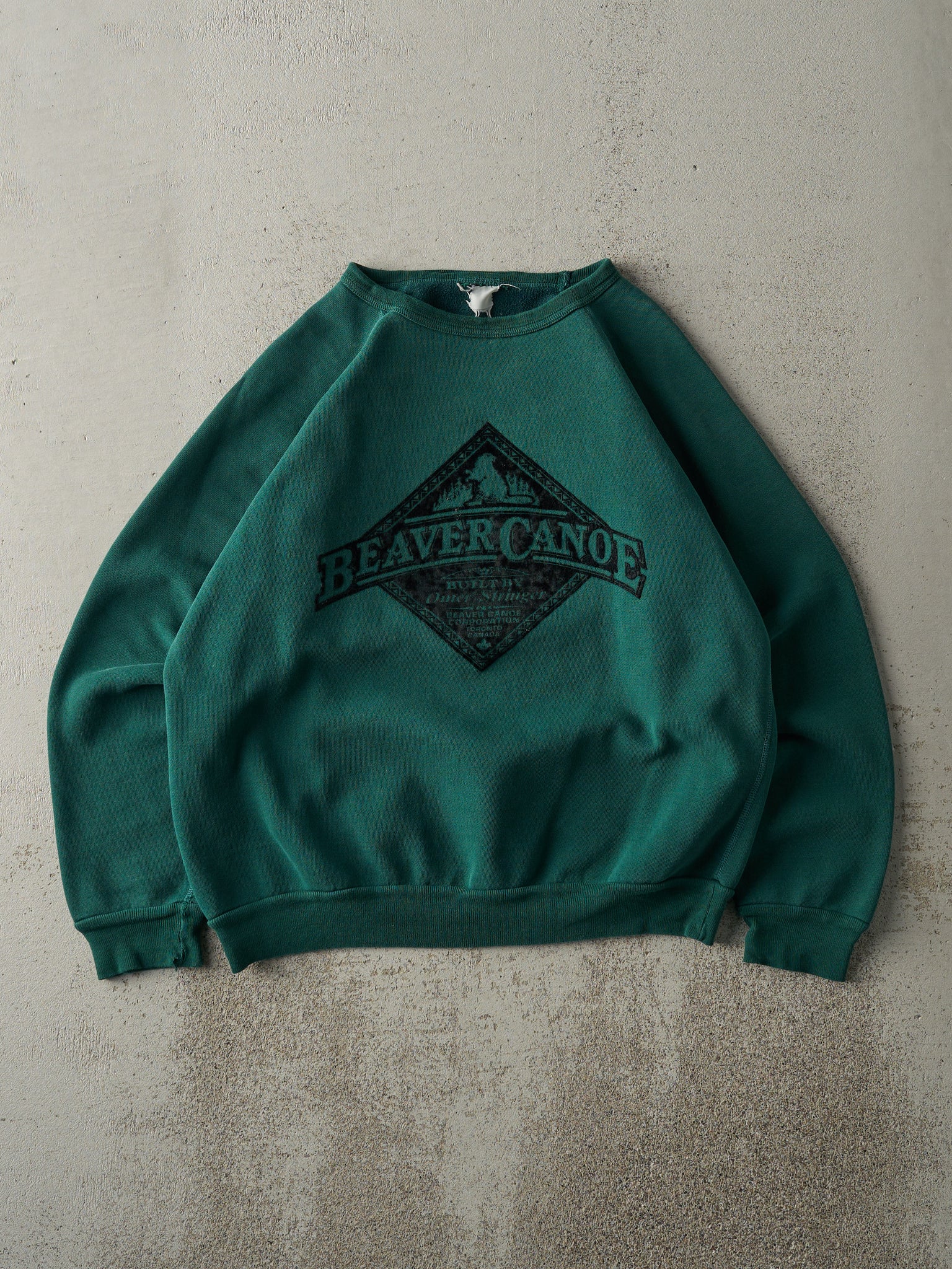 Vintage 90s Forest Green Beaver Canoe Crewneck (S/M)