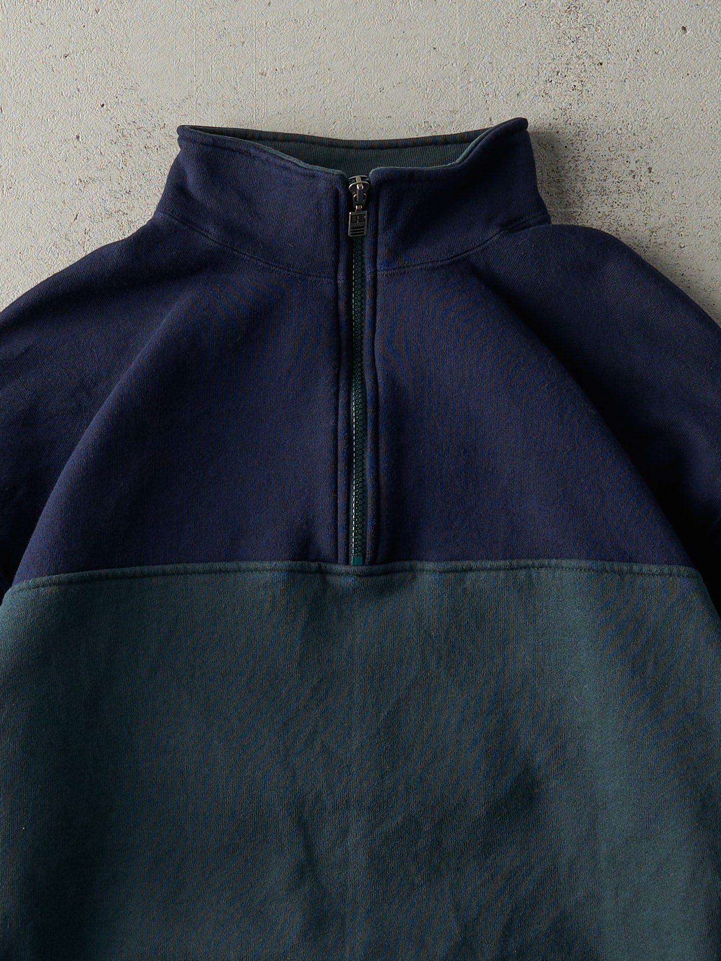 Vintage 90s Green & Navy Blue Russell Athletic Quarter Zip (L)