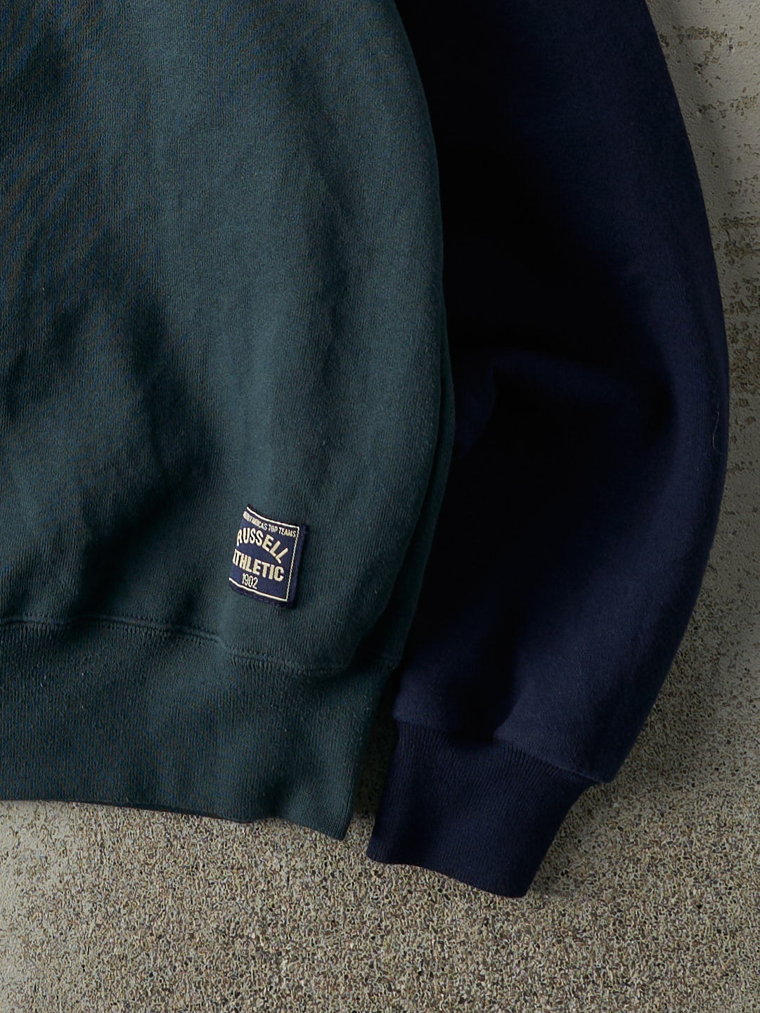 Vintage 90s Green & Navy Blue Russell Athletic Quarter Zip (L)