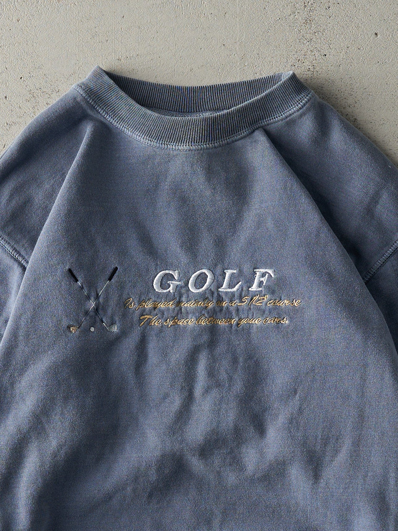 Vintage 90s Washed Navy Embroidered Golf Crewneck (M)