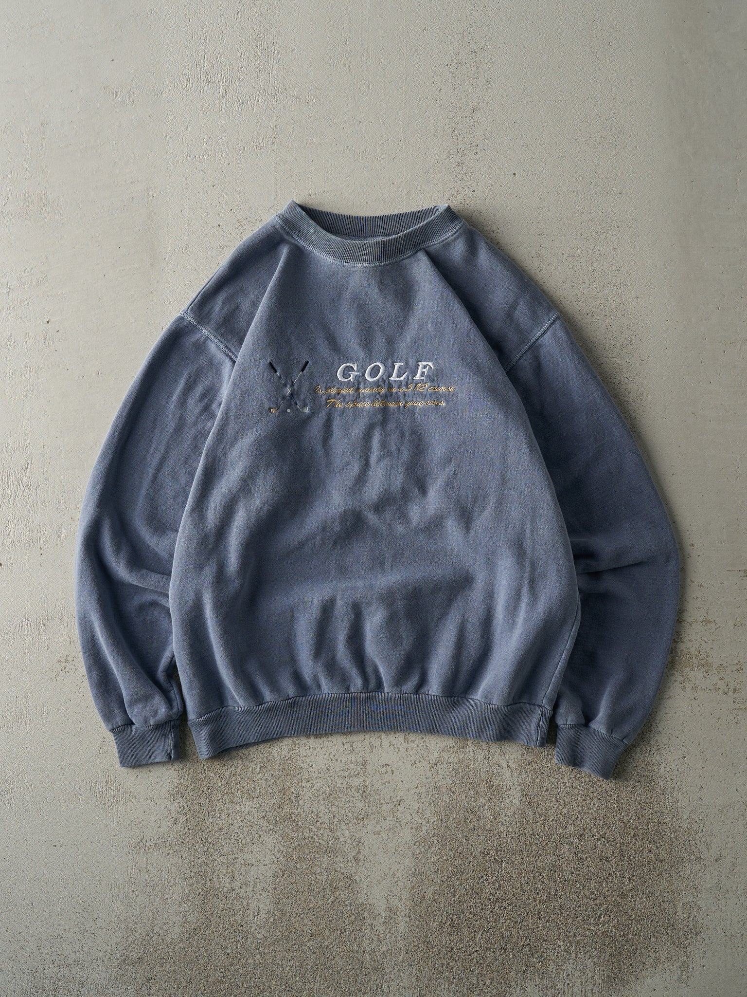 Vintage 90s Washed Navy Embroidered Golf Crewneck (M)