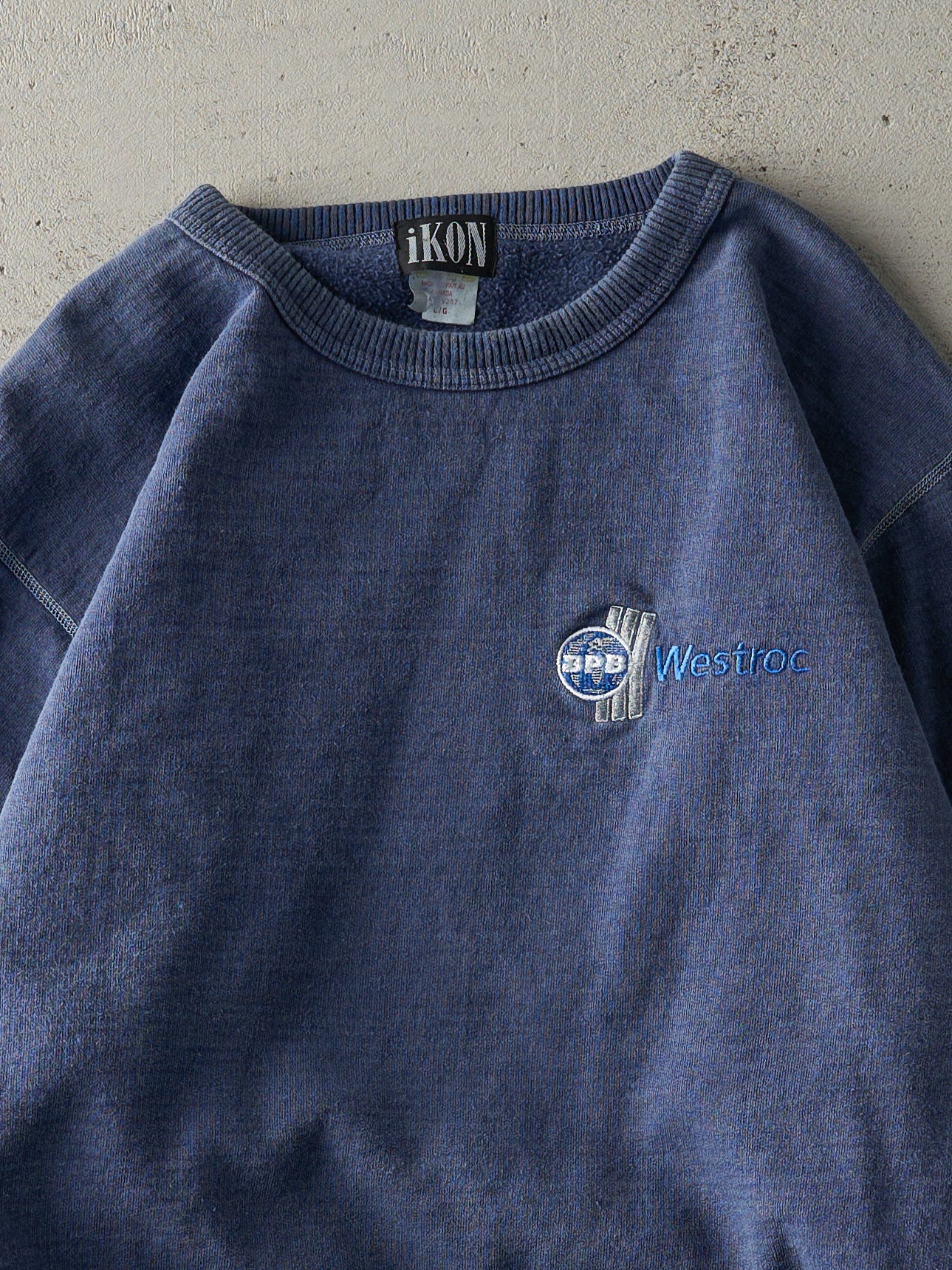 Vintage 90s Washed Navy Blue Embroidered BPB Crewneck (L)