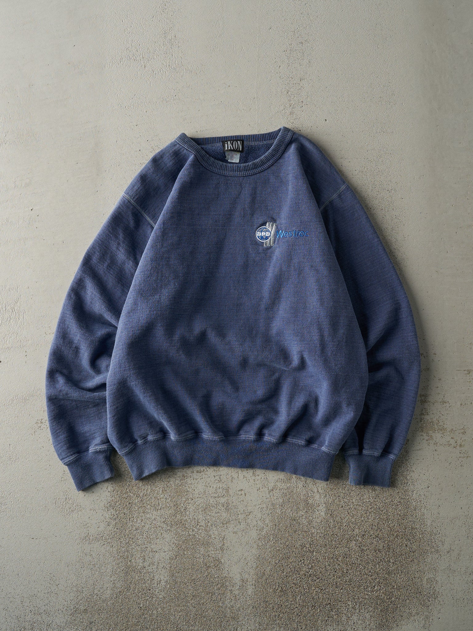 Vintage 90s Washed Navy Blue Embroidered BPB Crewneck (L)