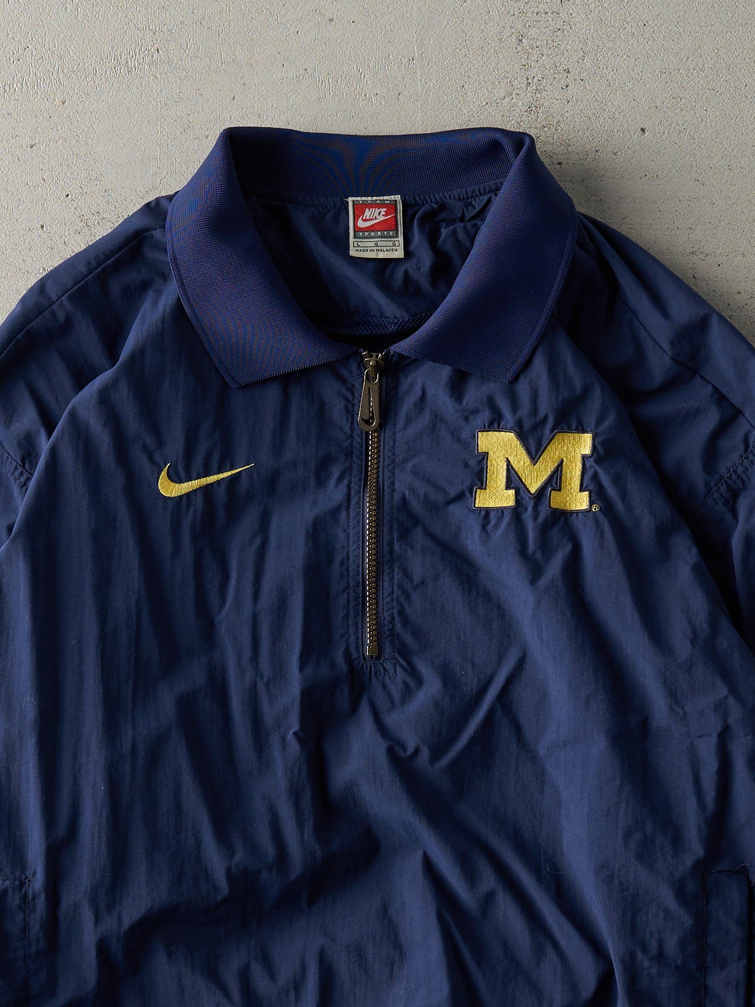 Vintage 90s Navy Blue University of Michigan Nike Quarter Zip Windbreaker (M/L)