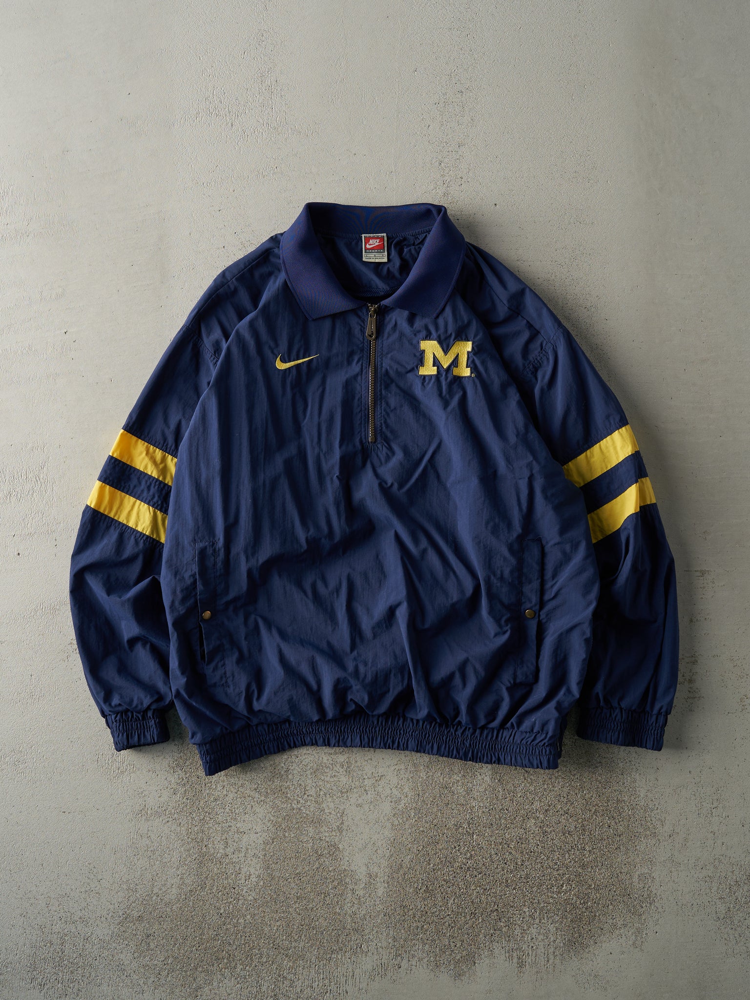 Vintage 90s Navy Blue University of Michigan Nike Quarter Zip Windbreaker (M/L)