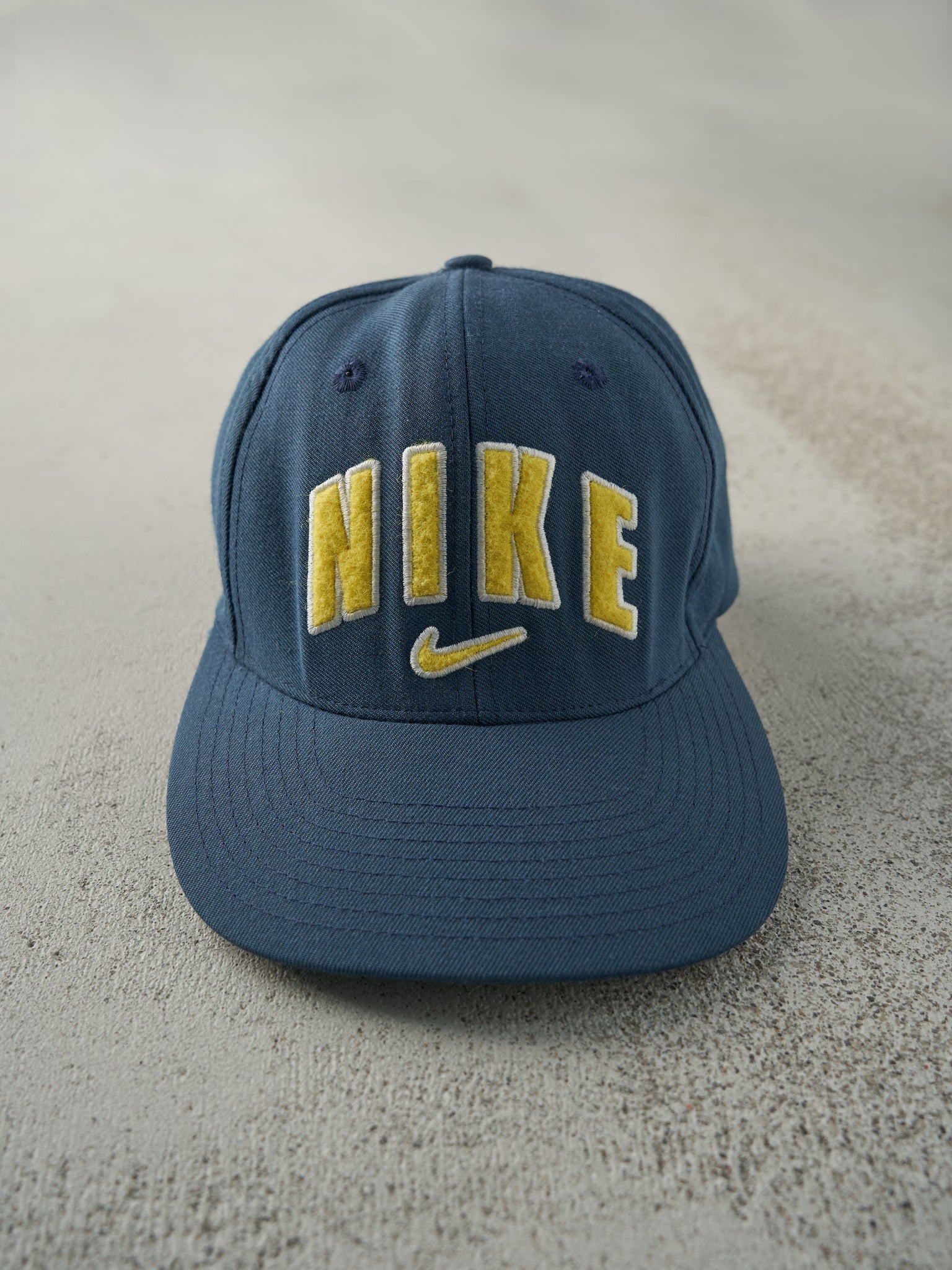 Vintage 90s Slate Blue & Yellow Nike Velcro Back Hat