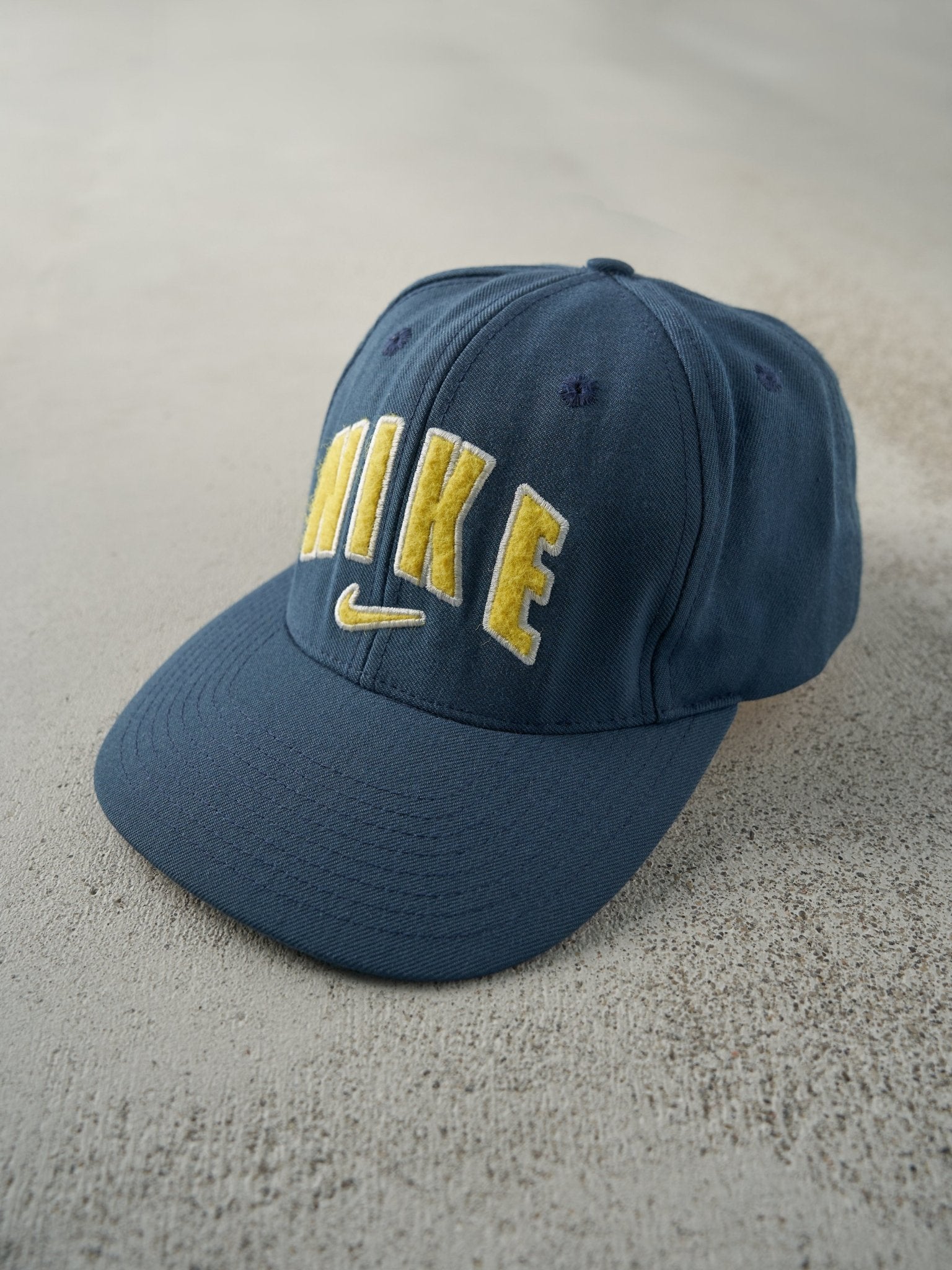Vintage 90s Slate Blue & Yellow Nike Velcro Hat