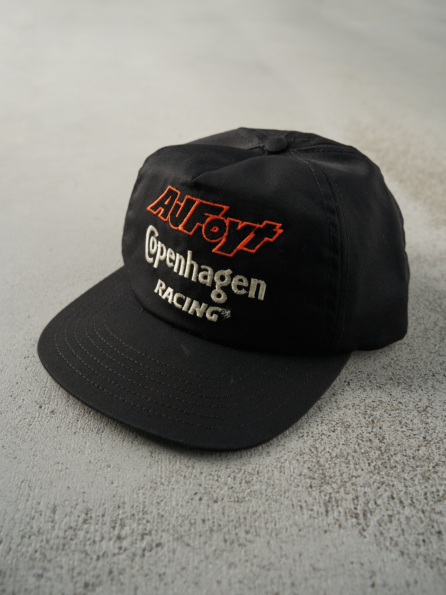 Vintage 80s Black Embroidered A.J.Foyt Copenhagen Racing Snapback Hat
