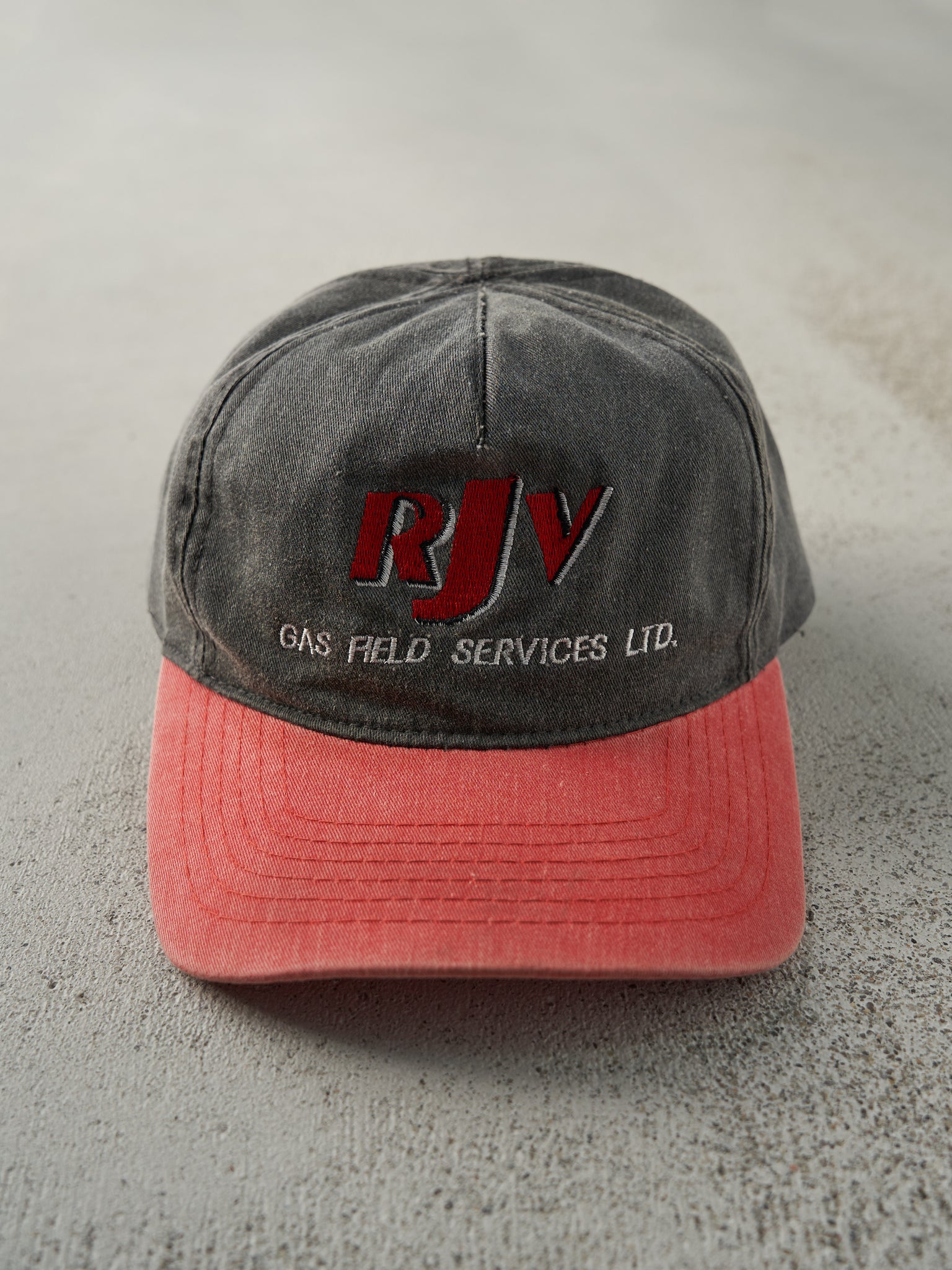 Vintage 90s Grey & Red Embroidered RJV Snapback Hat