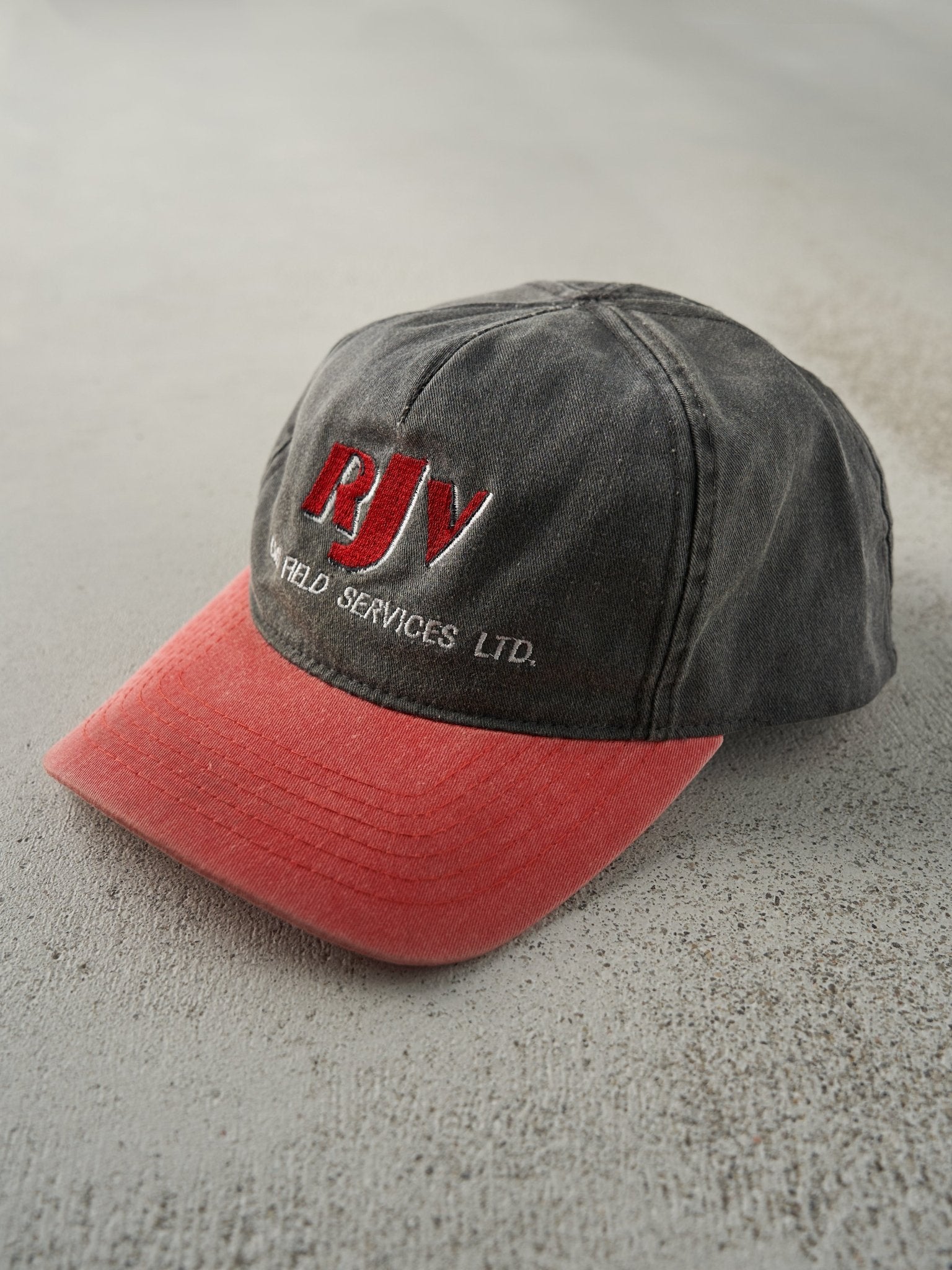 Vintage 90s Grey & Red Embroidered RJV Snapback Hat