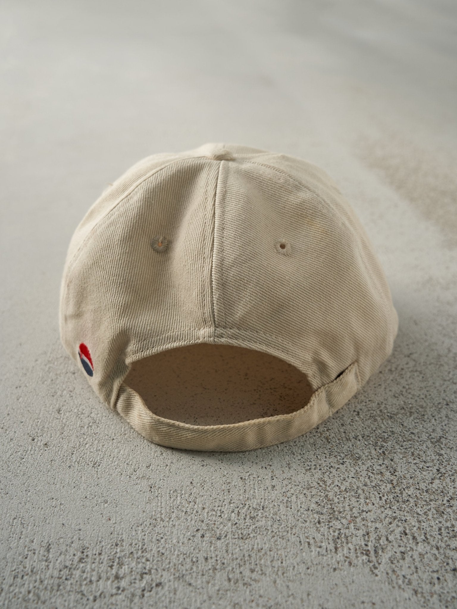 Vintage Y2K Beige & Blue Embroidered Pepsi Strapback Hat (7 5/8)