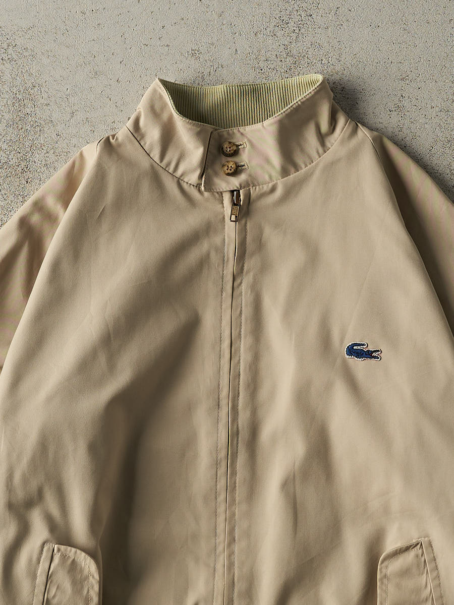 Vintage 80s Beige Lacoste Flannel Lined Harrington Jacket (L)
