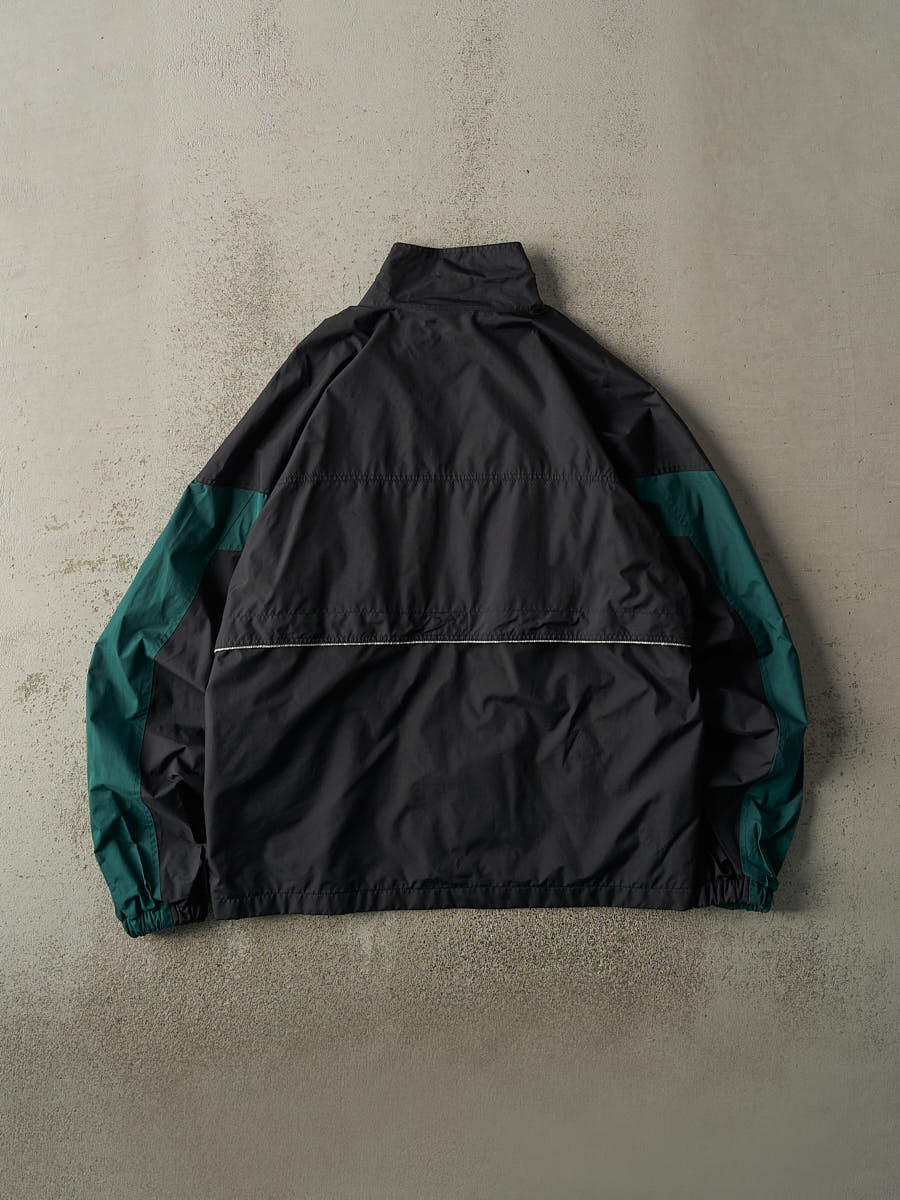 Vintage 90s Black & Green Asics Wind Breaker Track Jacket (L/XL)