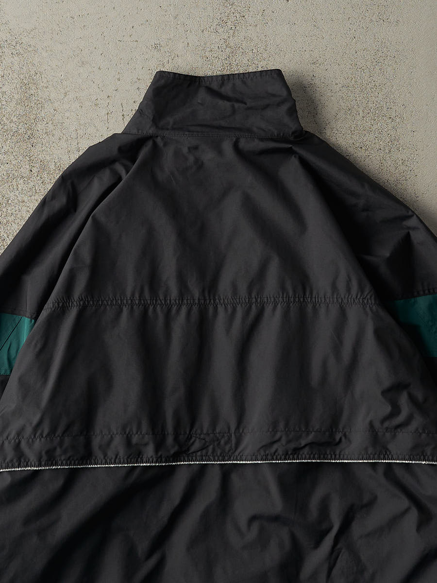 Vintage 90s Black & Green Asics Wind Breaker Track Jacket (L/XL)