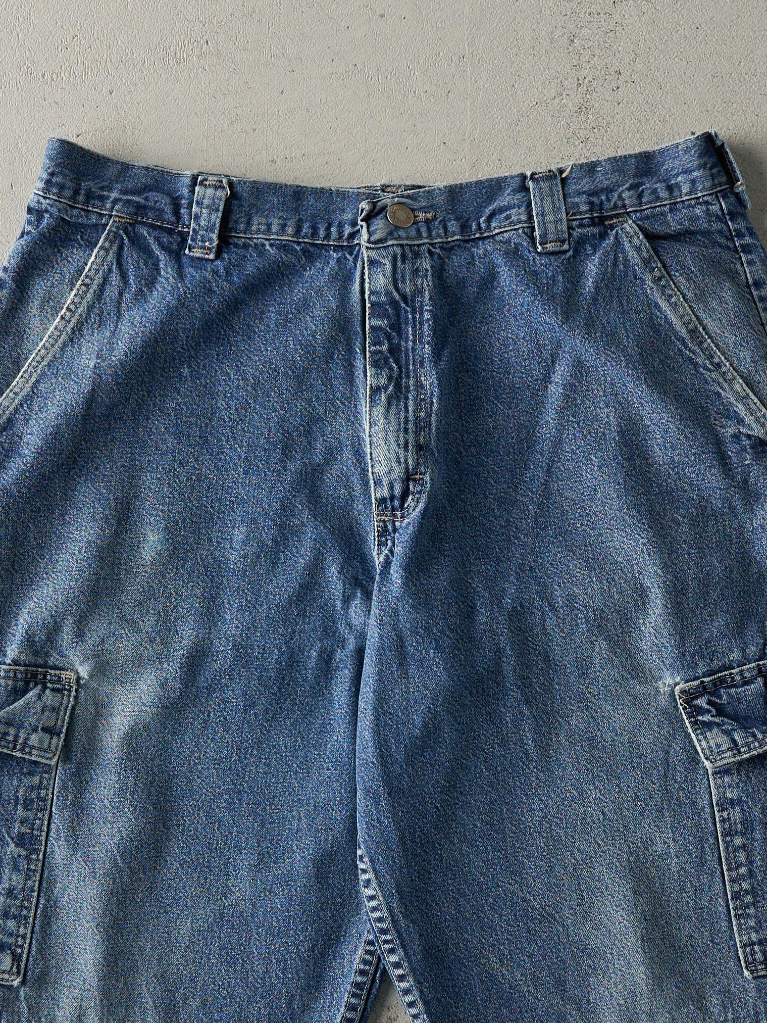 Vintage 90s Mid Wash Wrangler Cargo Jean Shorts (34x12)