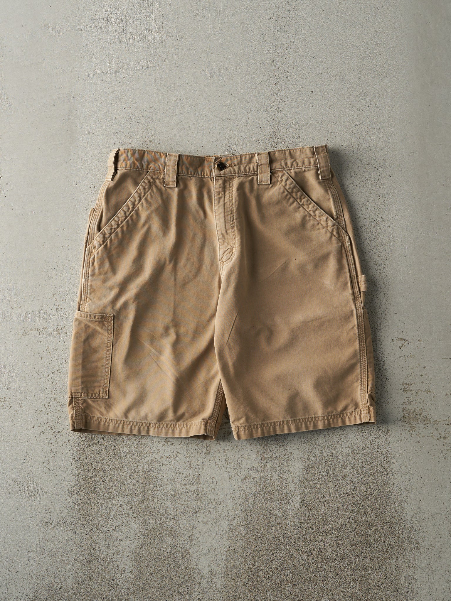 Vintage 90s Beige Carhartt Lightweight Carpenter Shorts (33x10)