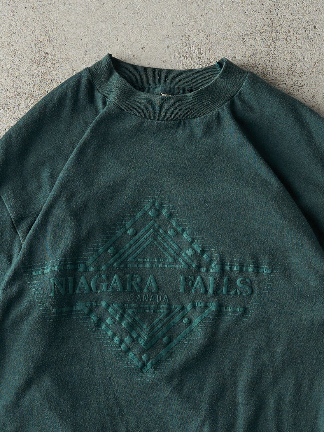 Vintage 80s Forest Green Puff Print Niagara Falls Single Stitch Tee (XS)
