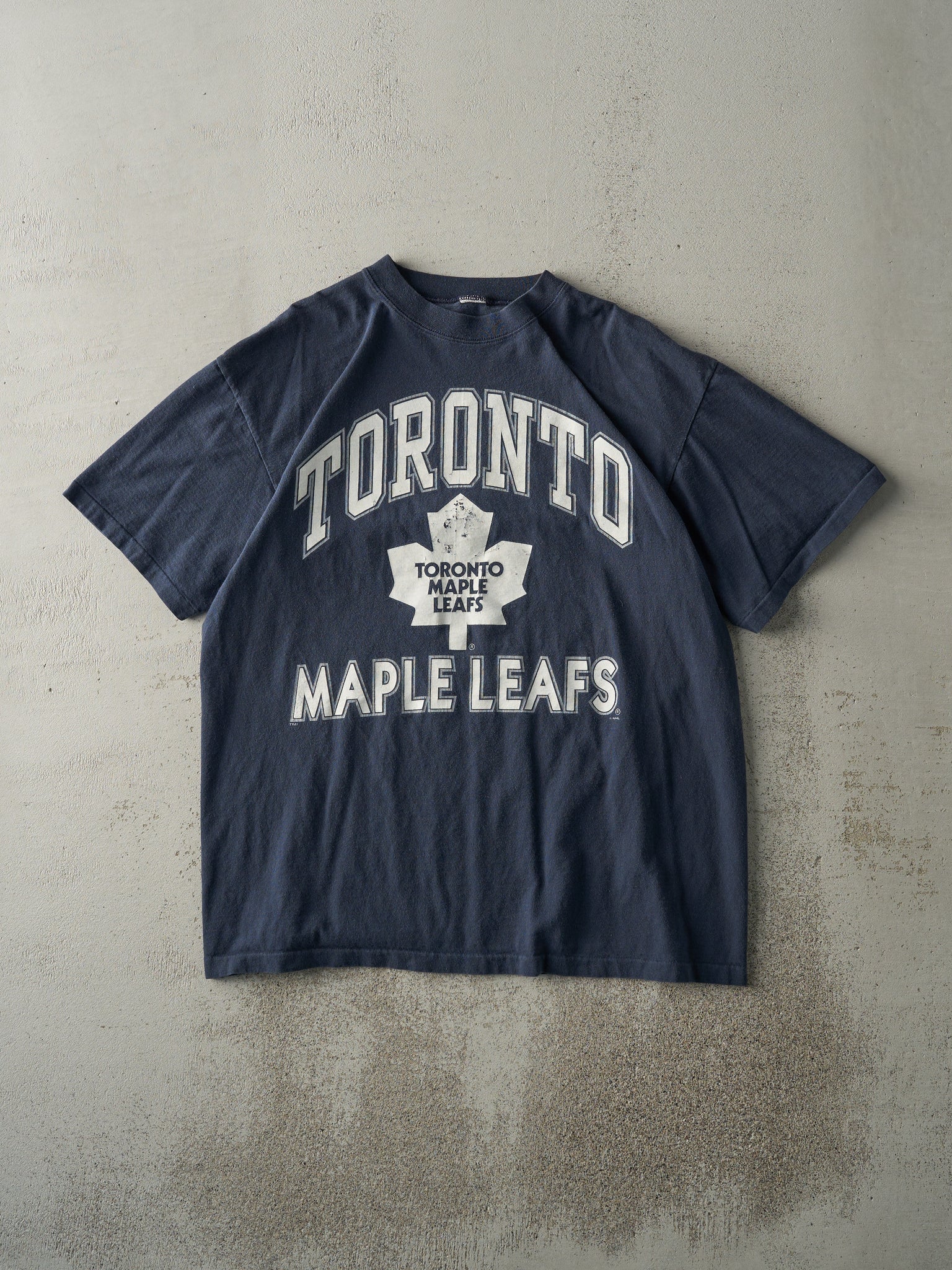 Vintage 90s Navy Blue Toronto Maple Leafs Single Stitch Tee (M)