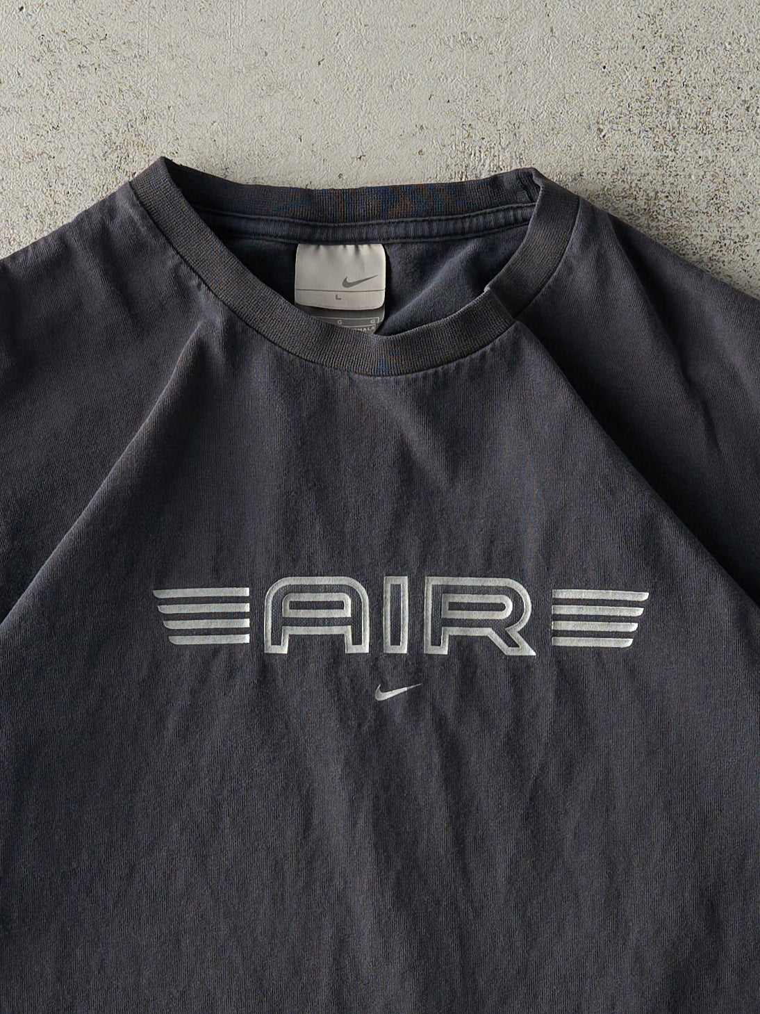 Vintage Y2K Faded Black Nike Air Logo Tee (M)