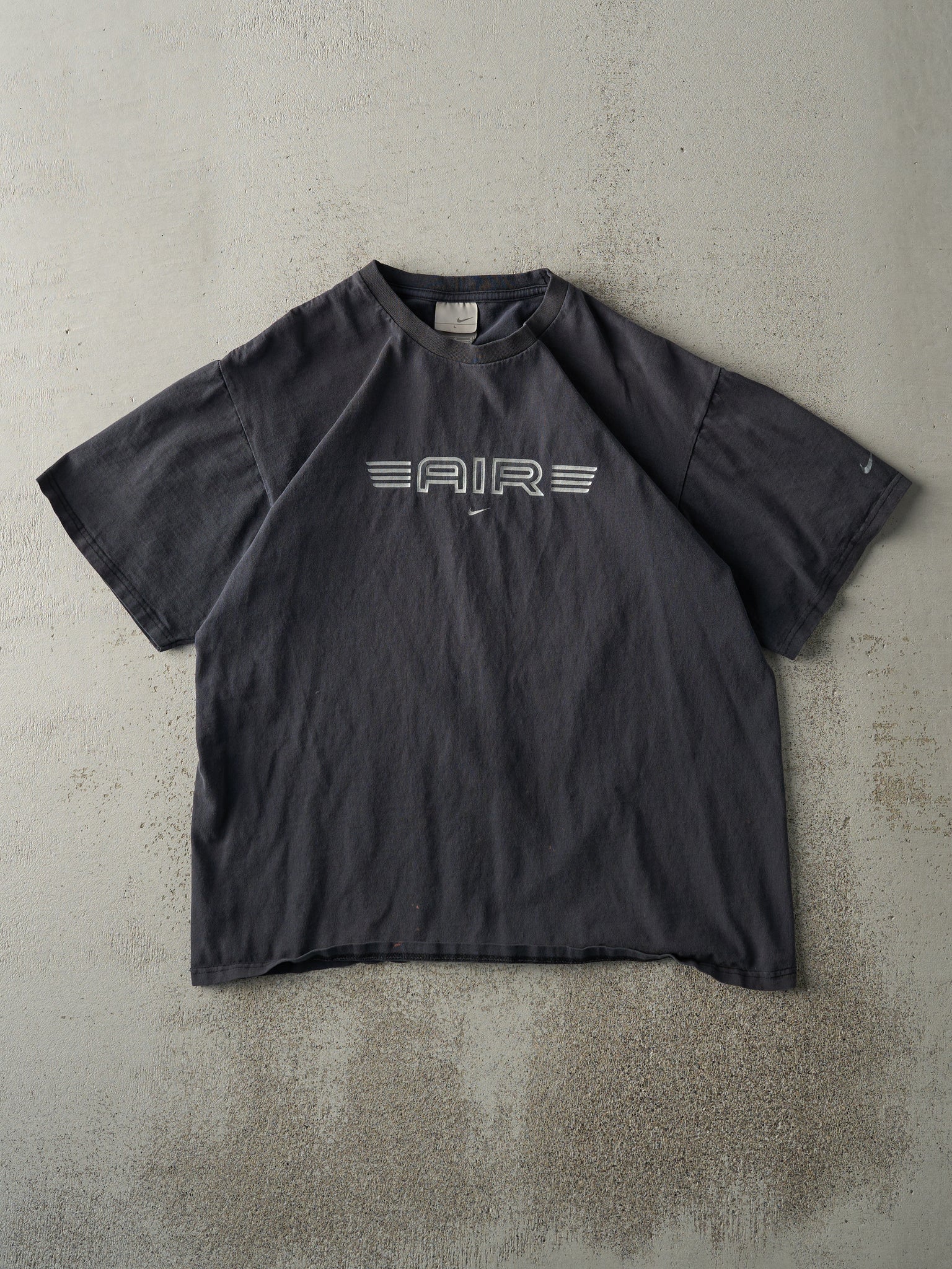 Vintage Y2K Faded Black Nike Air Logo Tee (M)