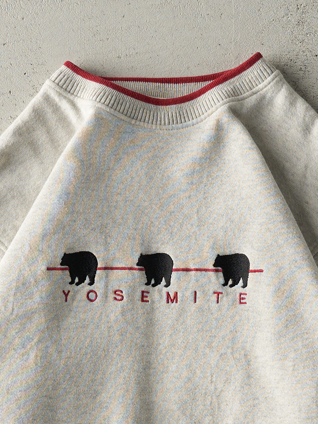 Vintage 90s Heather Grey Embroidered Yosemite Crewneck (M)