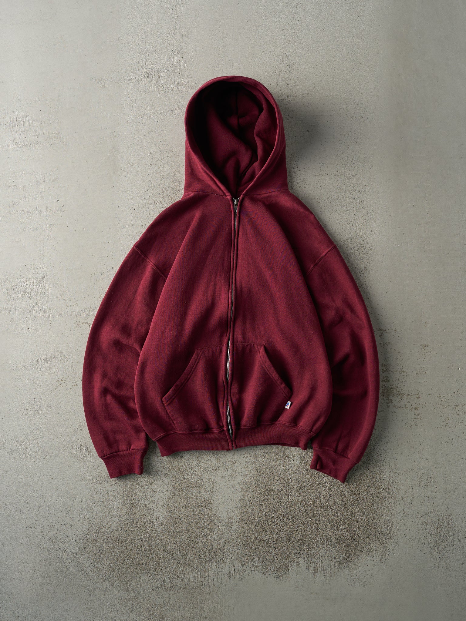 Vintage Y2K Burgundy Russell Athletic Zip Up Hoodie (M)