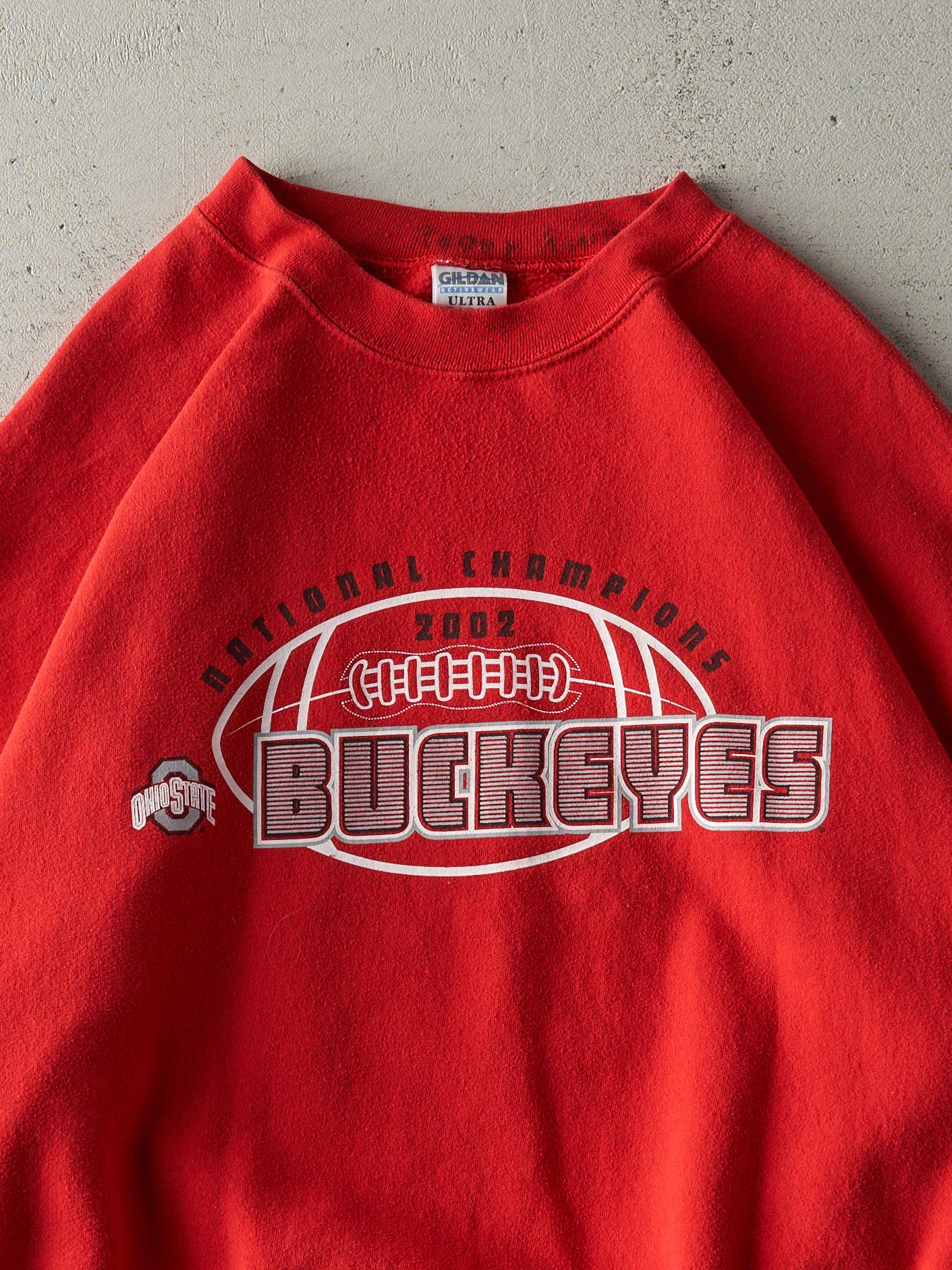 Vintage 02' Red Ohio State Buckeyes National Champions Crewneck (XL)