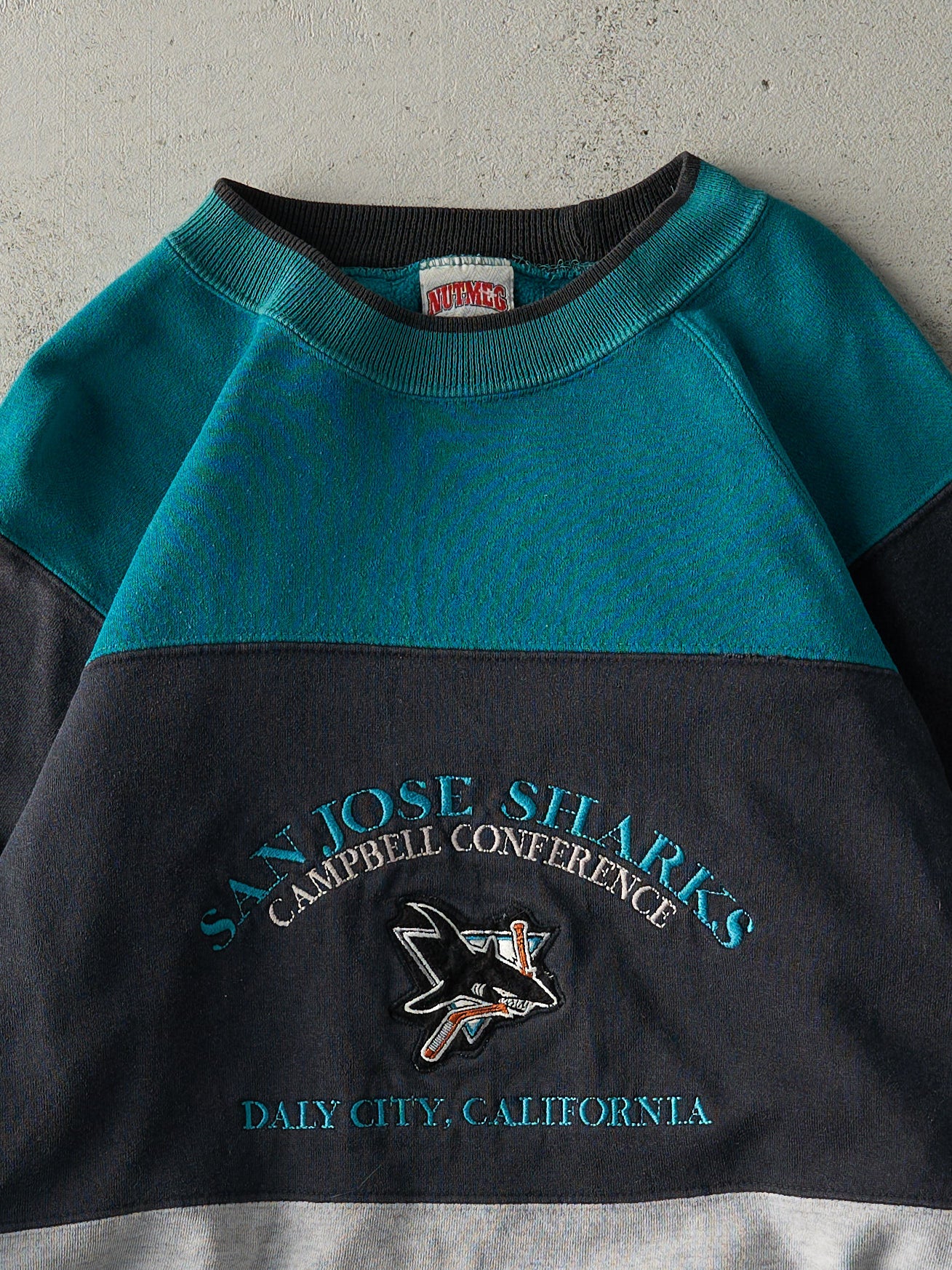 Vintage 90s Teal, Black & Grey San Jose Sharks Crewneck (M/L)