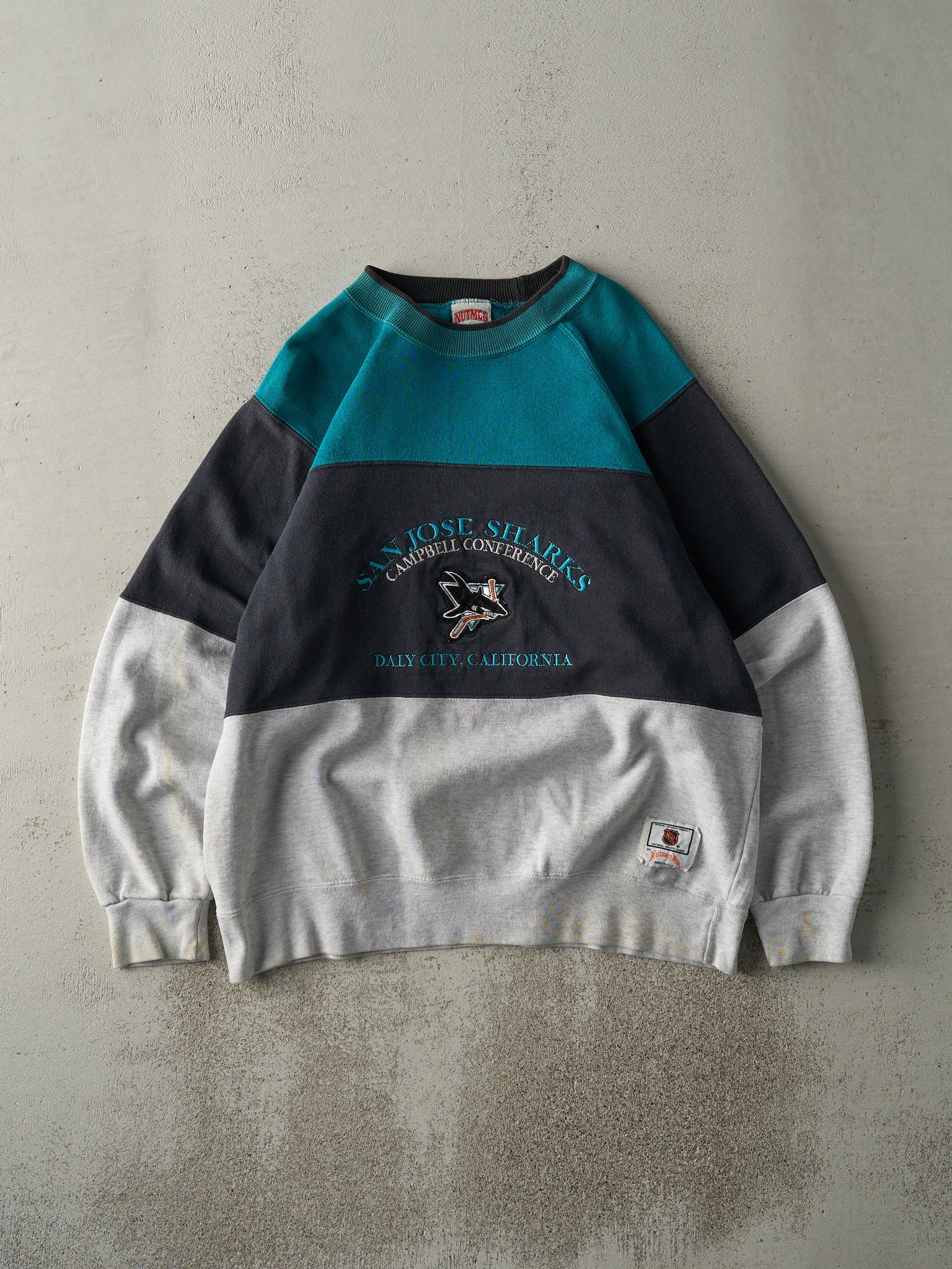 Vintage 90s Teal, Black & Grey San Jose Sharks Crewneck (M/L)