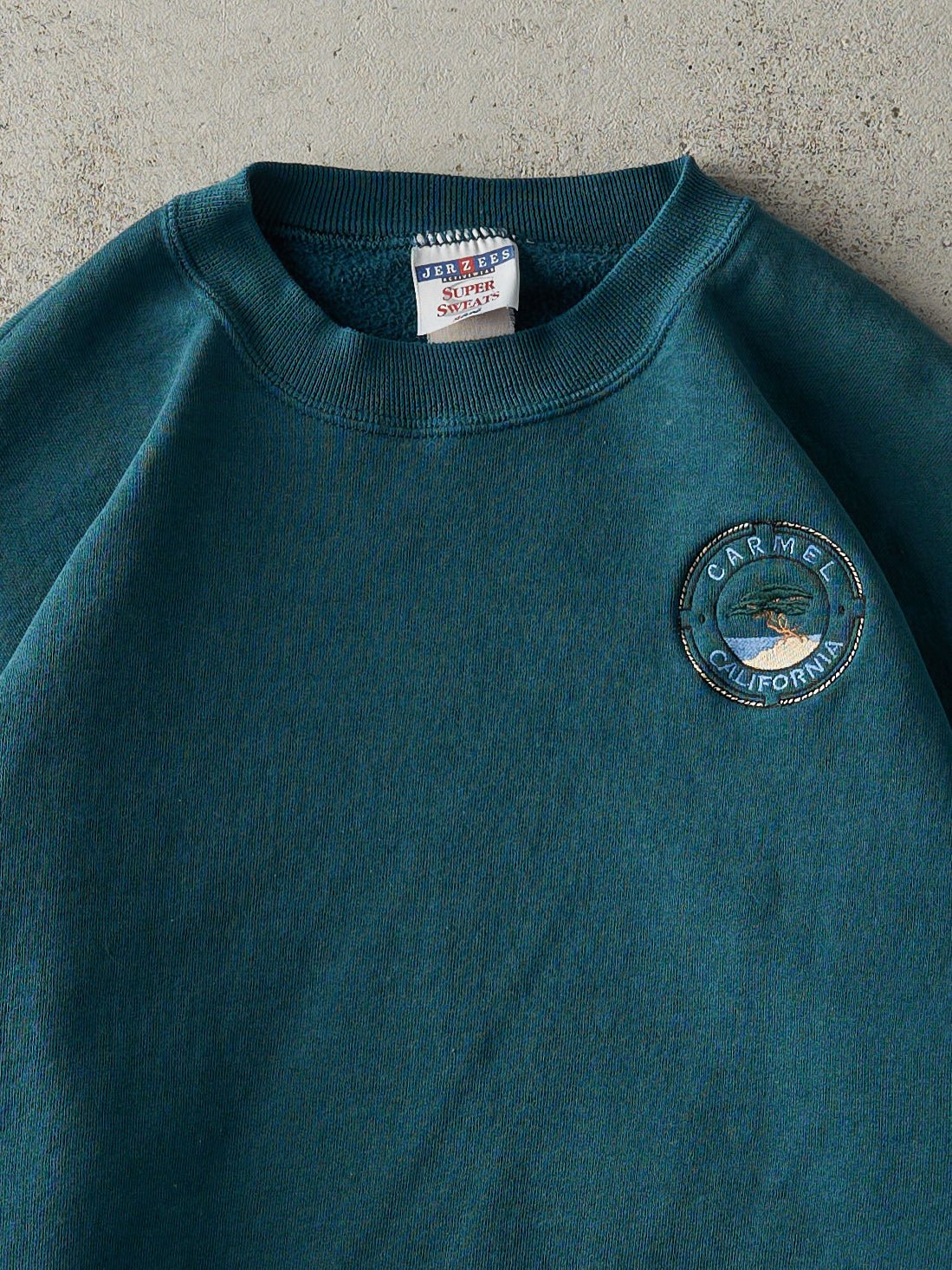 Vintage 90s Teal Embroidered Carmel California Boxy Crewneck (L)