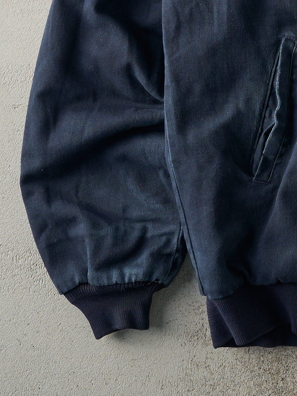 Vintage 70s Navy Blue Lined Bomber Work Jacket (L)